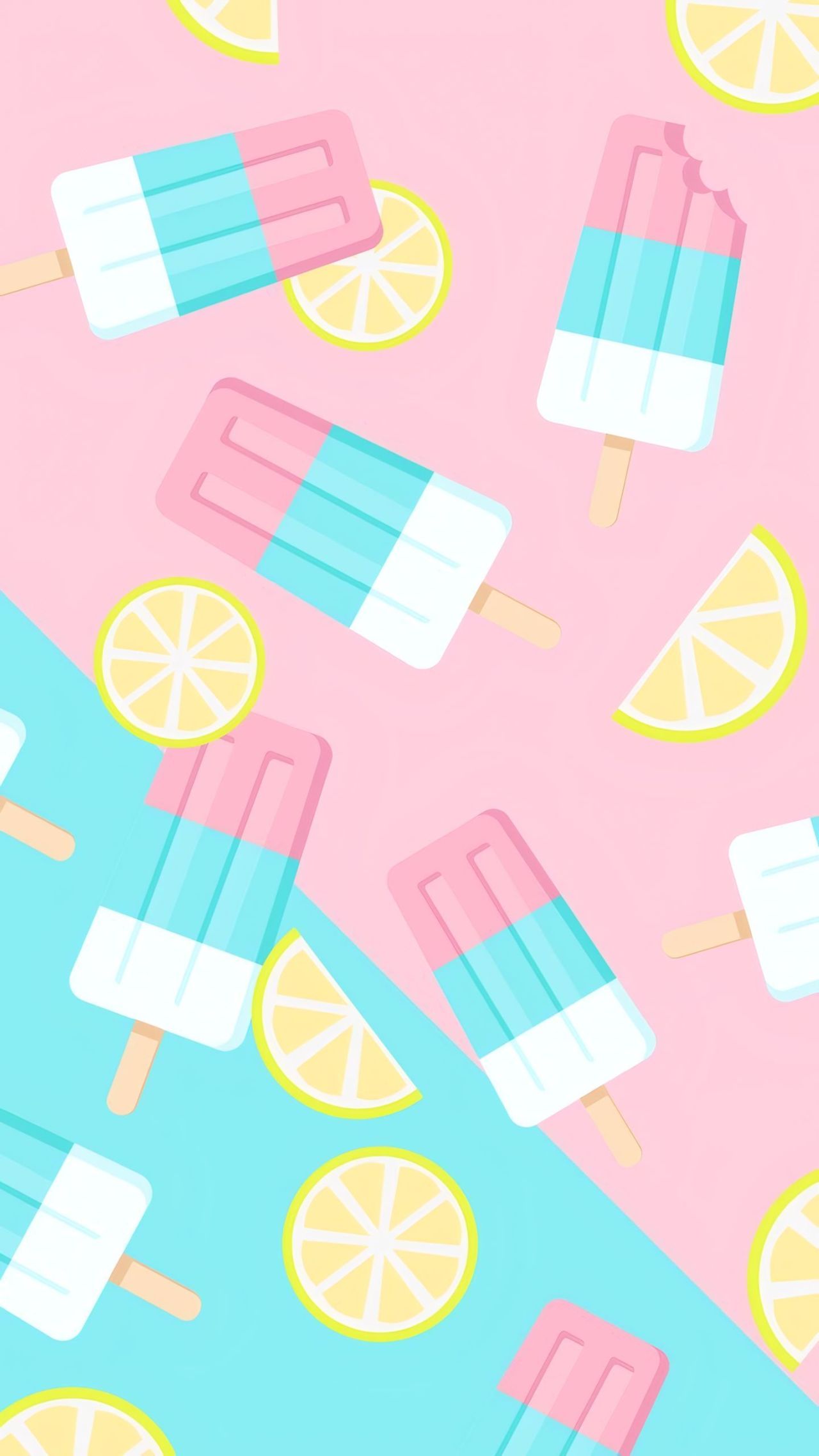 Colorful popsicle and lemon pattern background