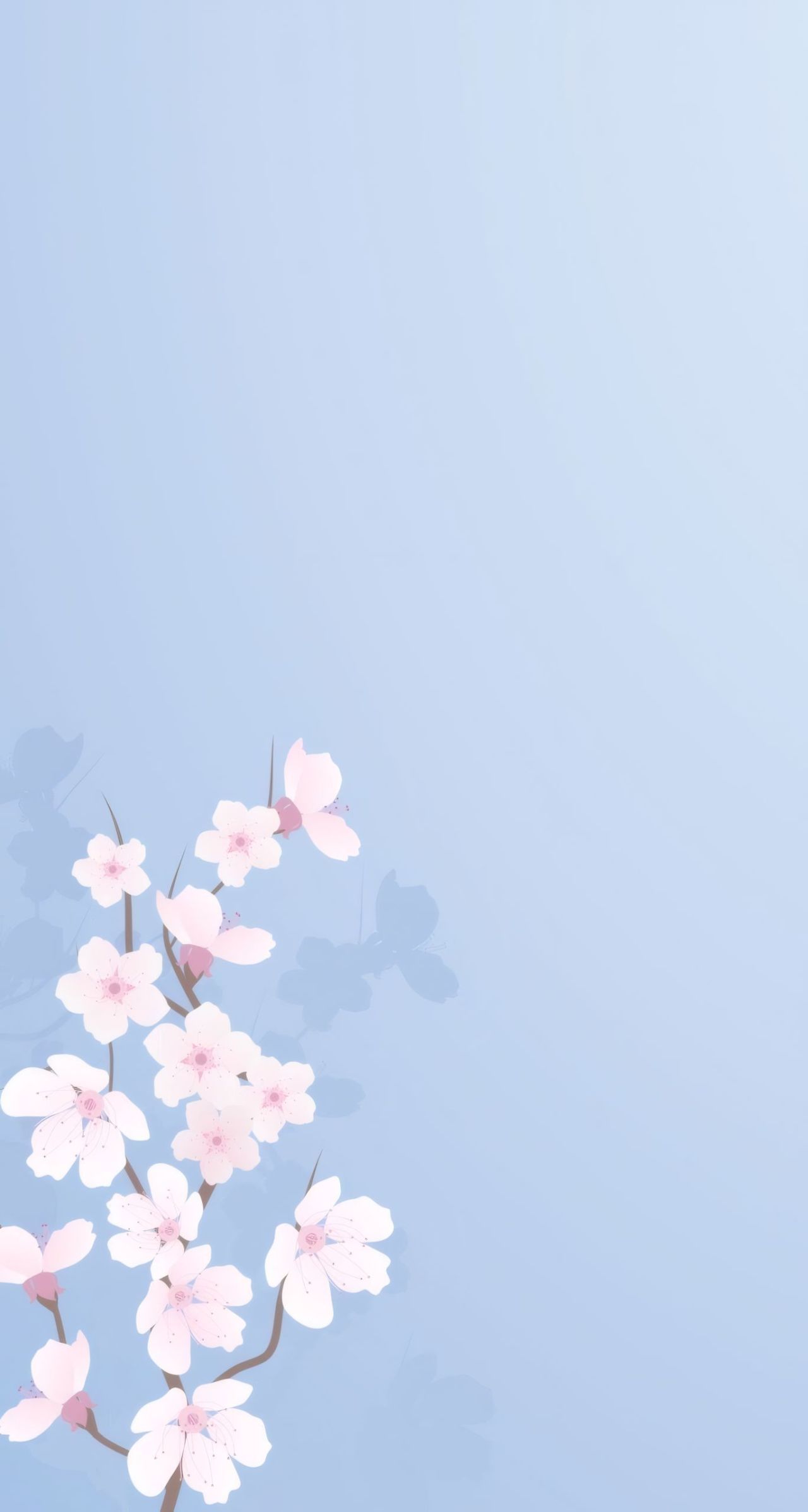Cherry blossoms against a pastel blue background