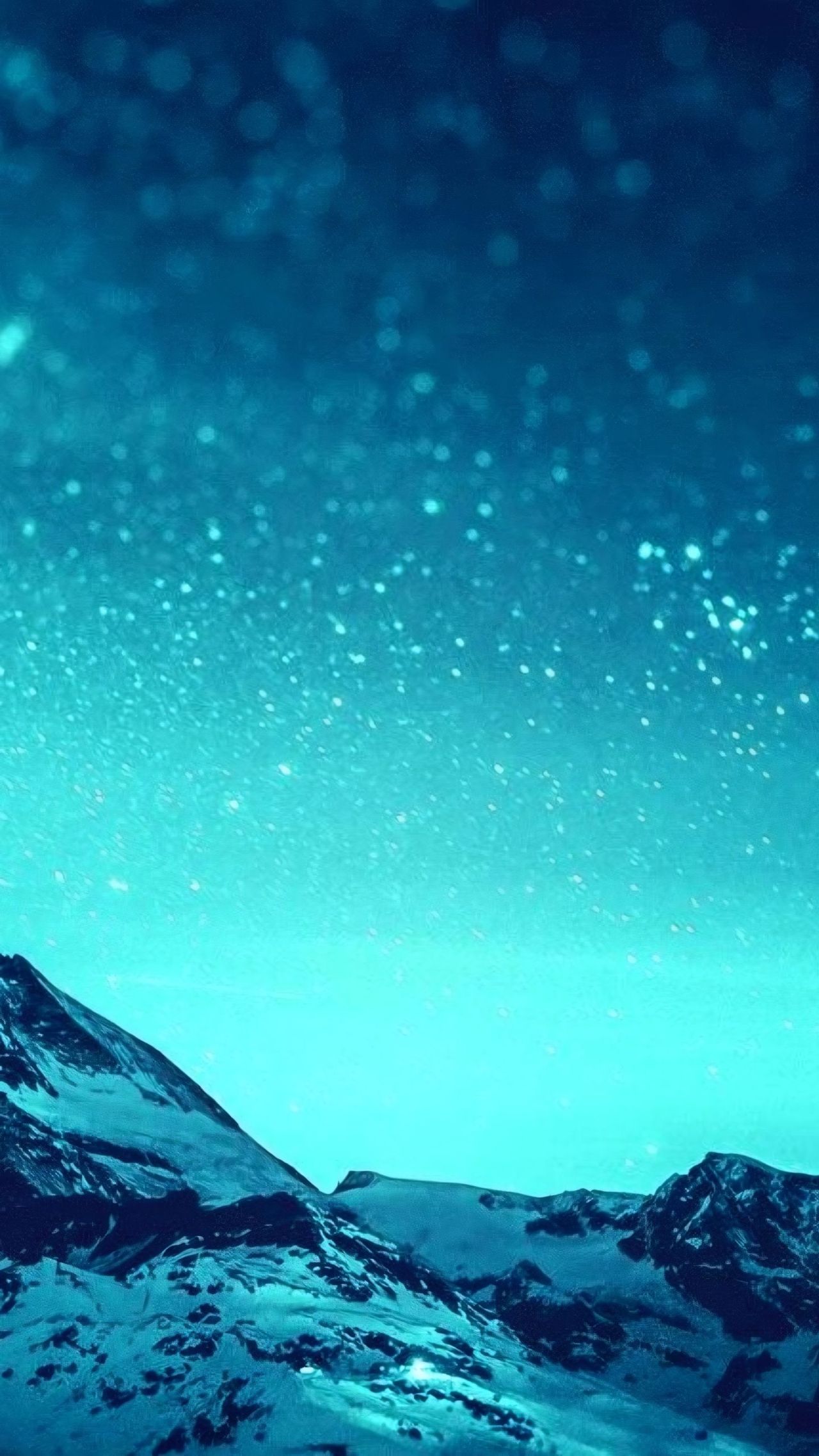 Blue abstract mountain landscape with bright specks