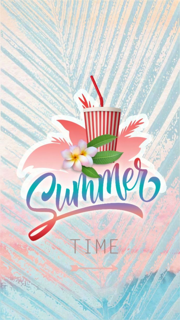 Summer themed image with a flower, drink and the words "Summer Time"