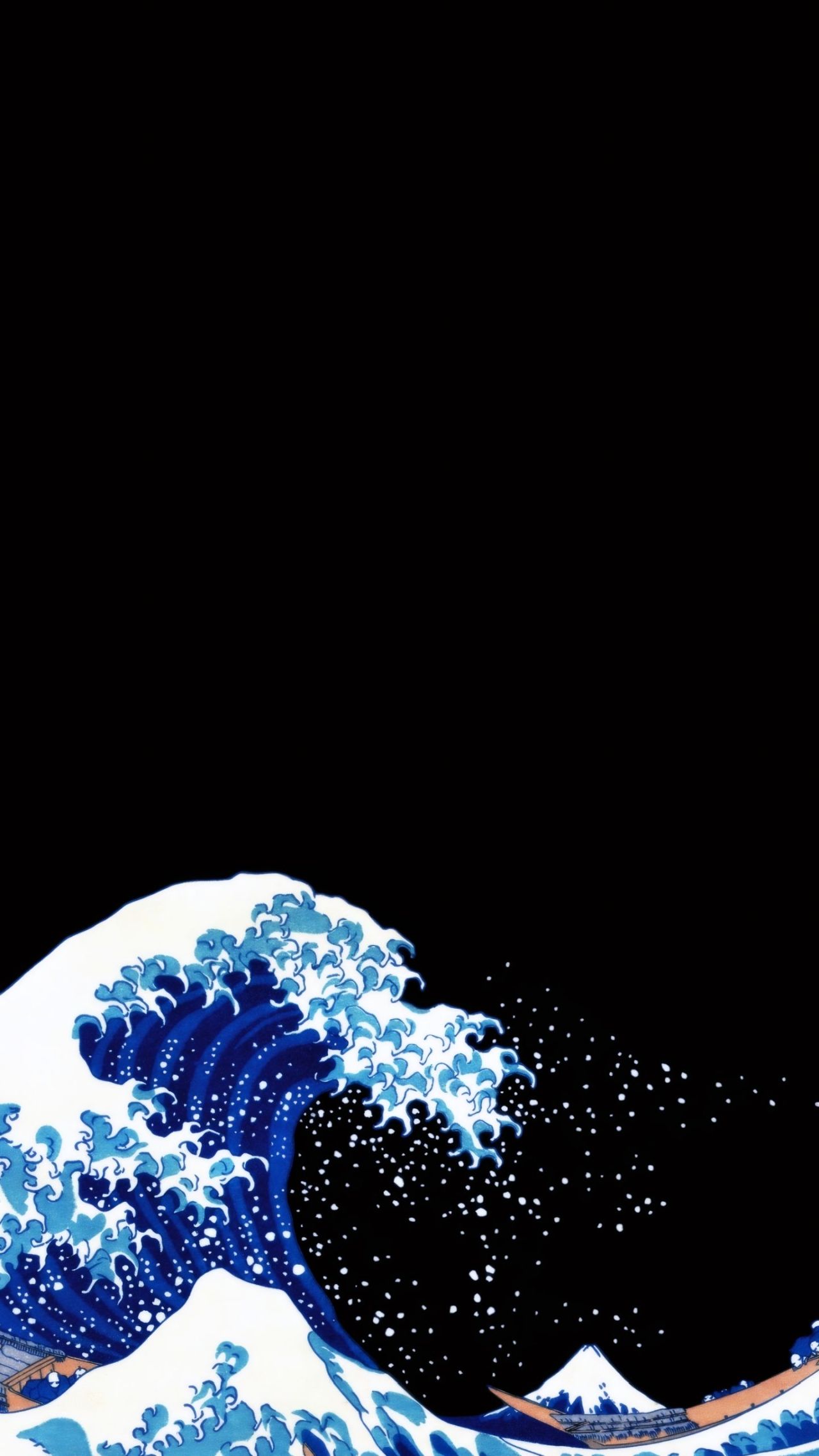 Great wave off Kanagawa inspired art black