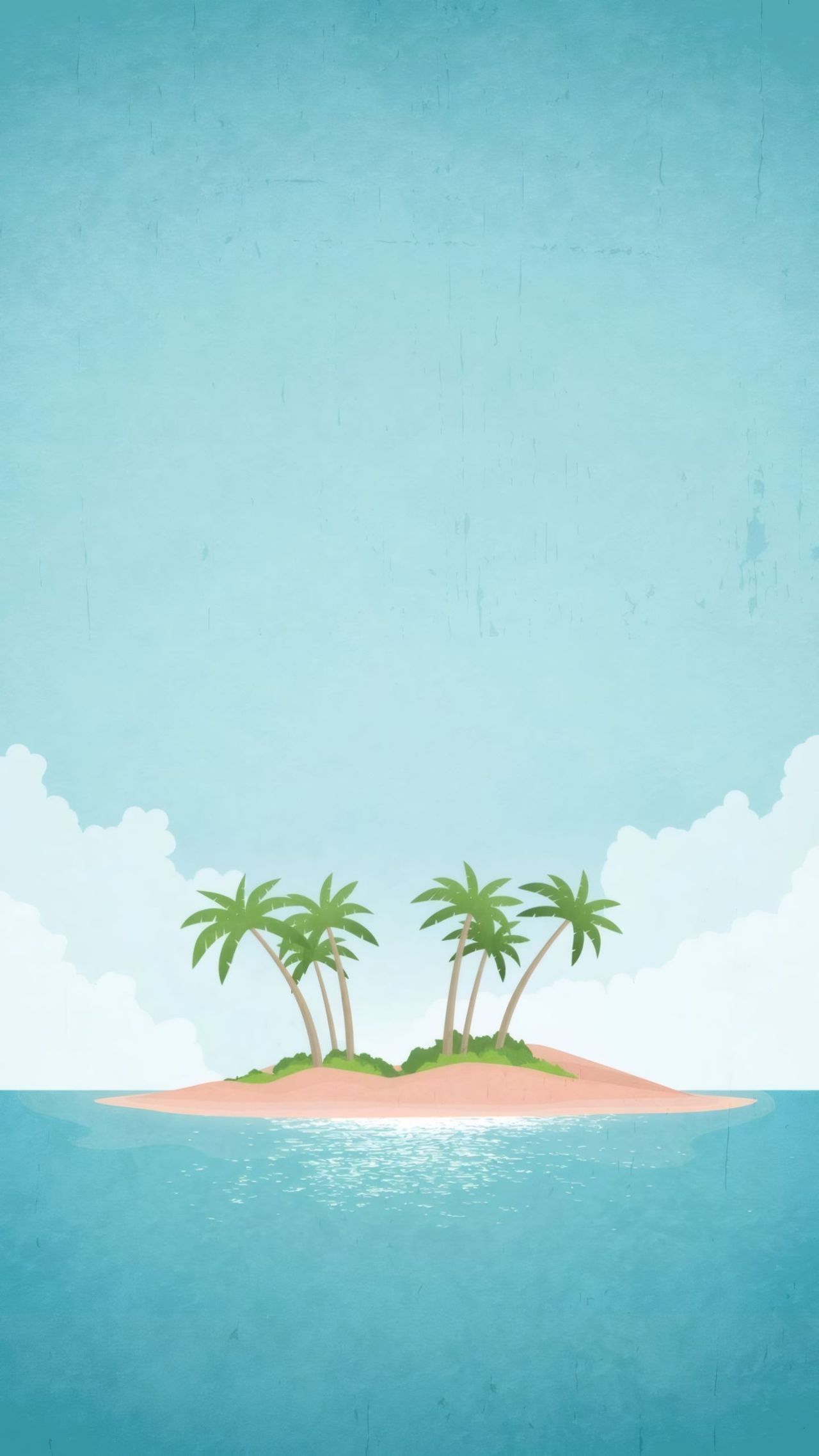 A small island with palm trees in the ocean