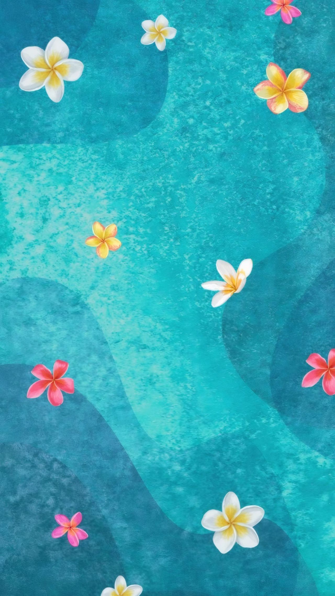 Flowers floating on turquoise water surface
