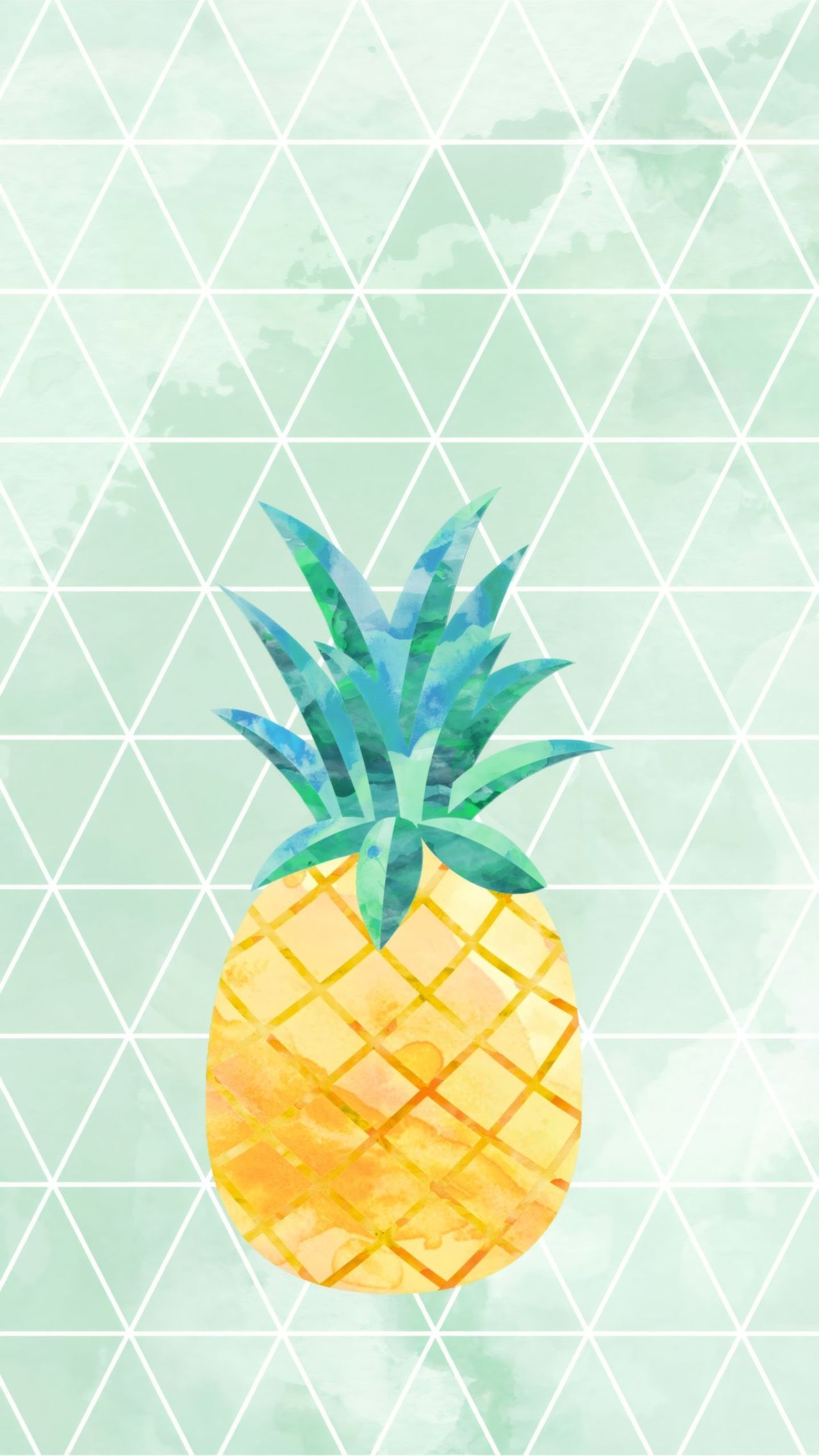 Yellow pineapple illustration green pattern