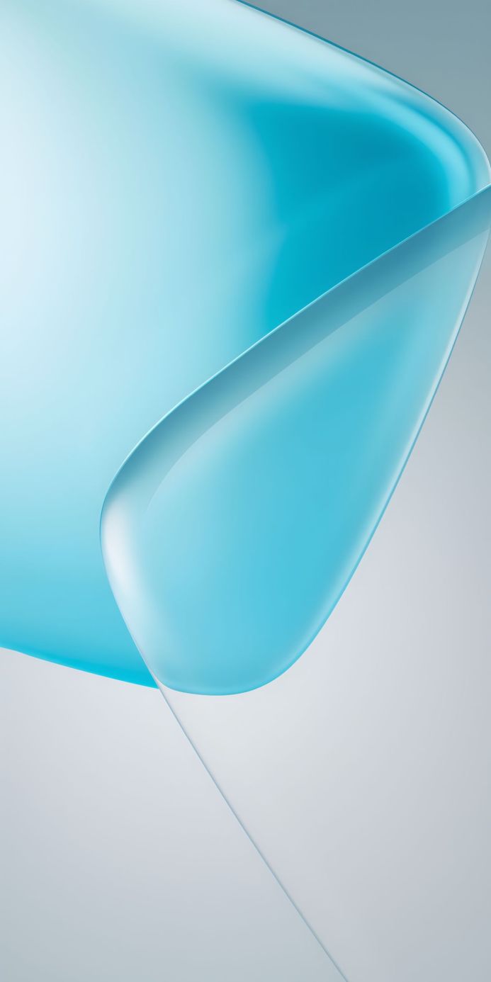 Abstract blue and white curved shape on a light gray background