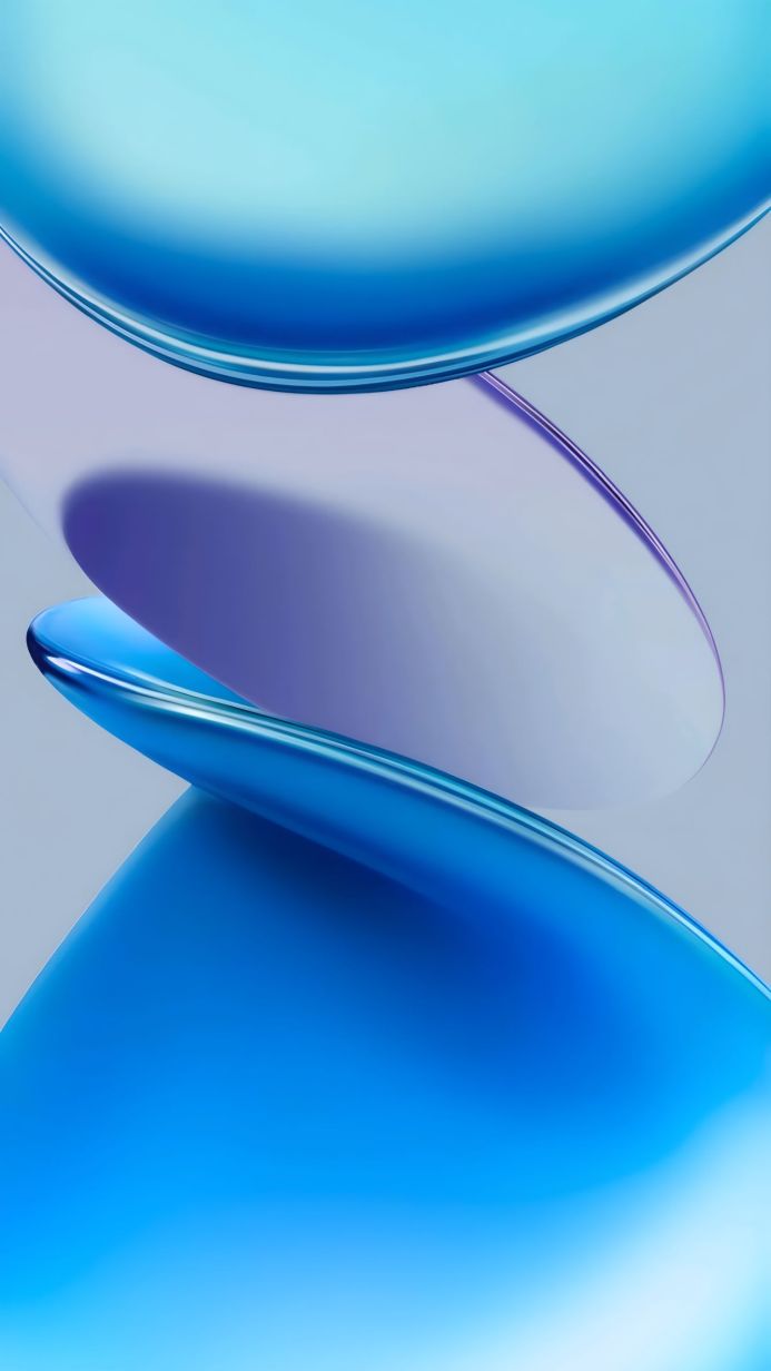 Abstract blue and white shapes overlapping each other