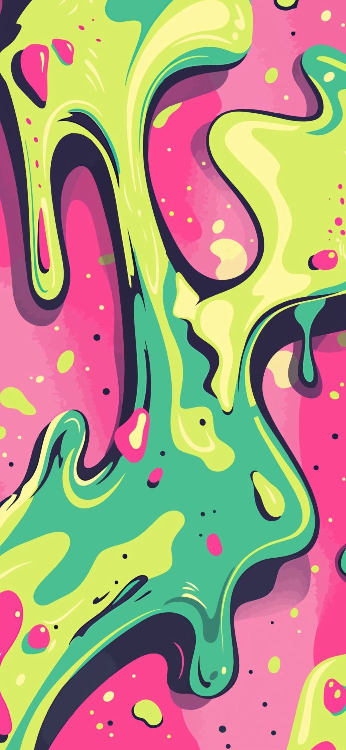 Abstract background with flowing pink, green, yellow and blue shapes