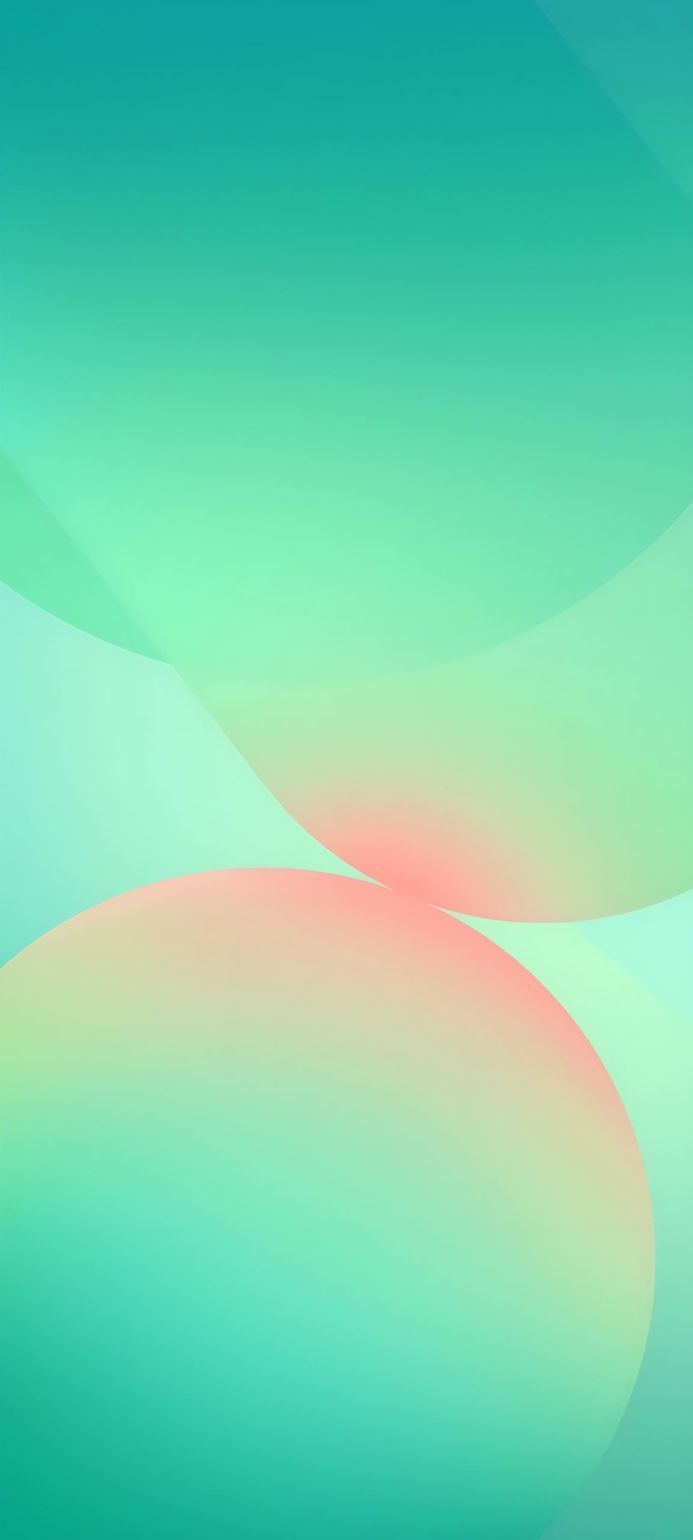 Abstract background with circles and gradient of green, teal and peach colors