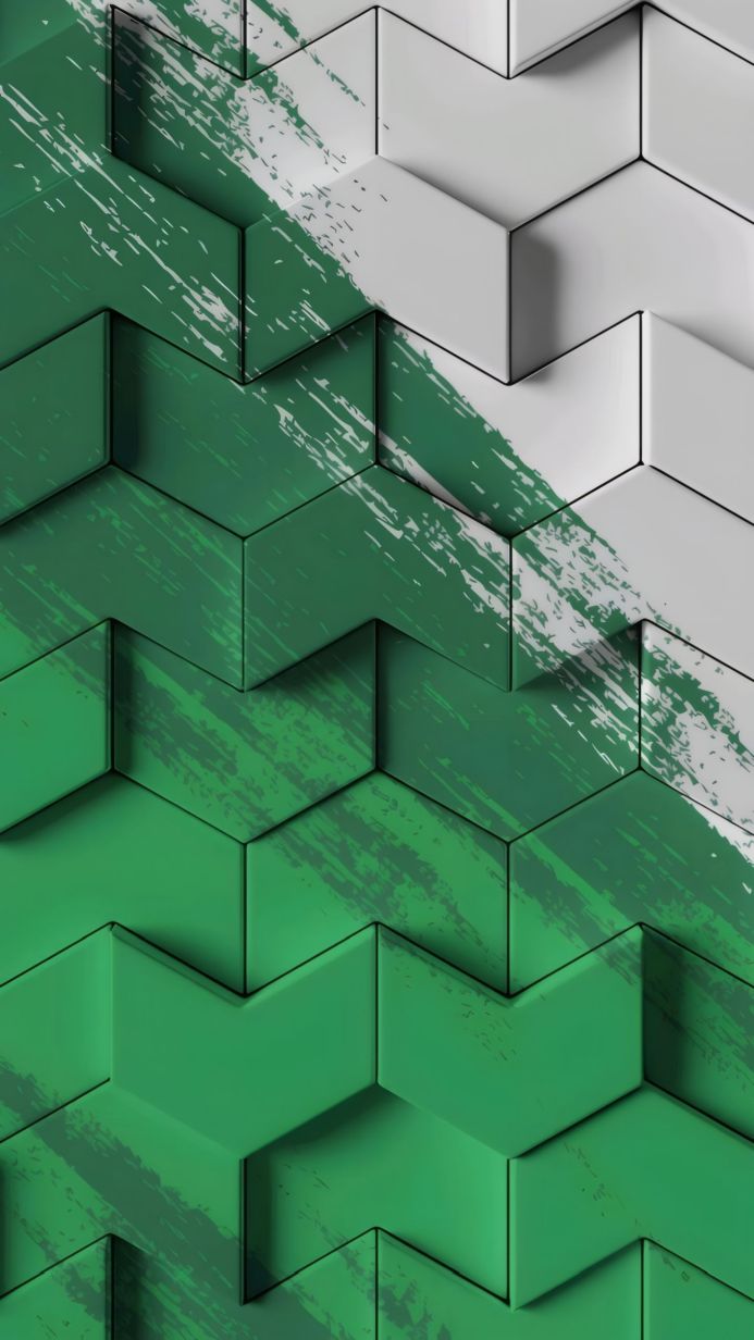 Green and white hexagon pattern with a textured effect
