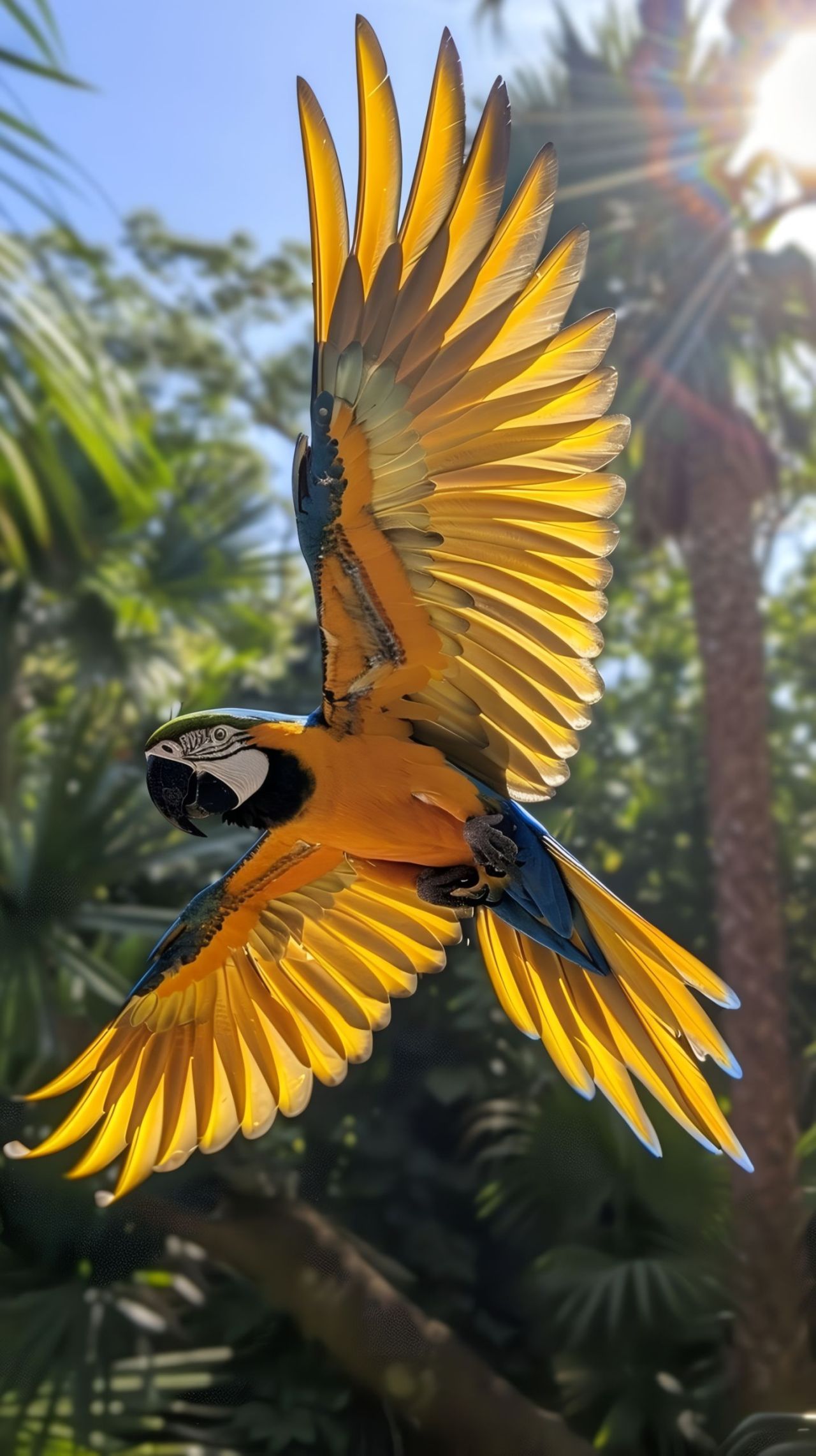 Macaw parrot in flight