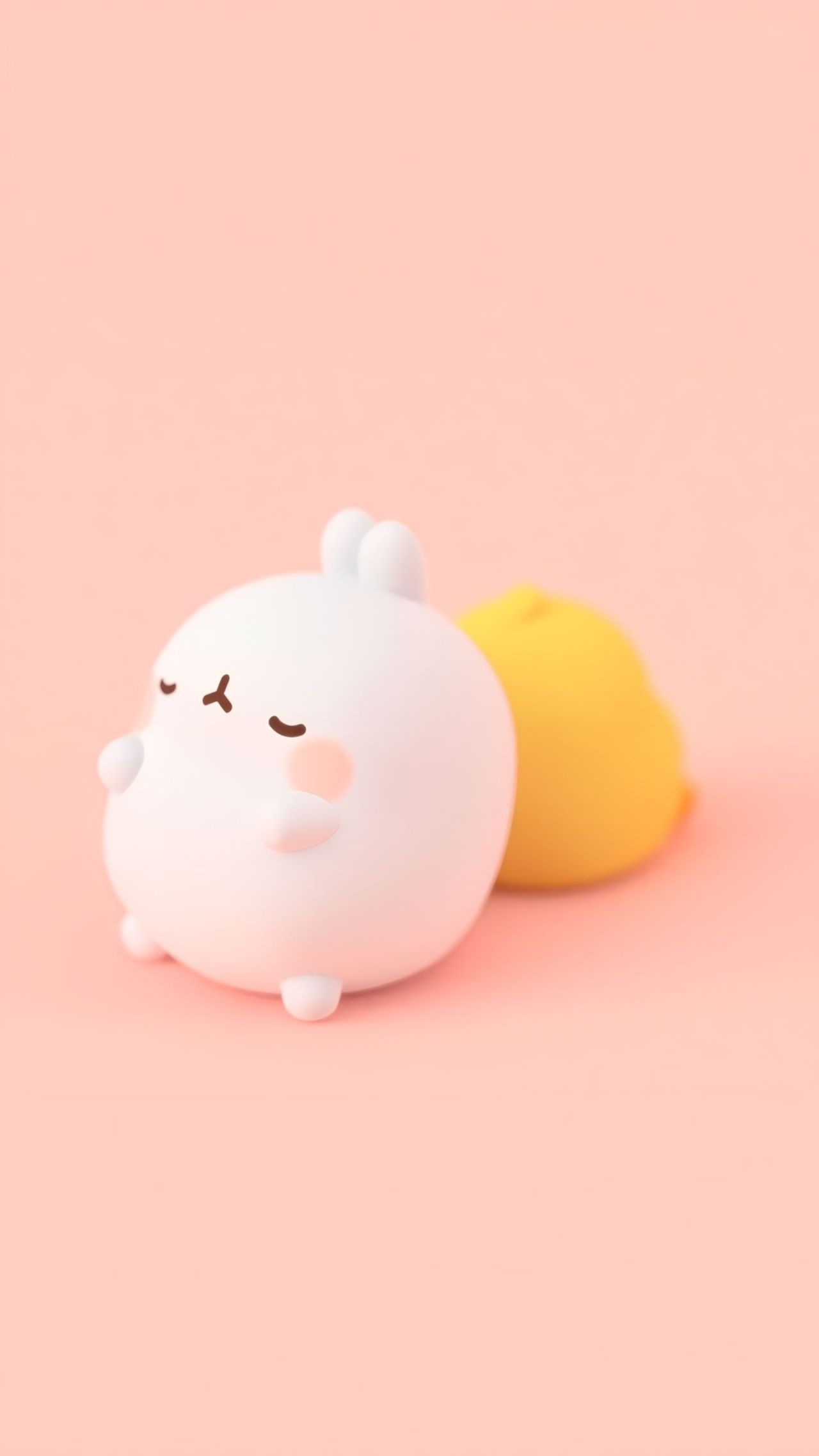 White cartoon rabbit Molang with yellow bird Piu Piu