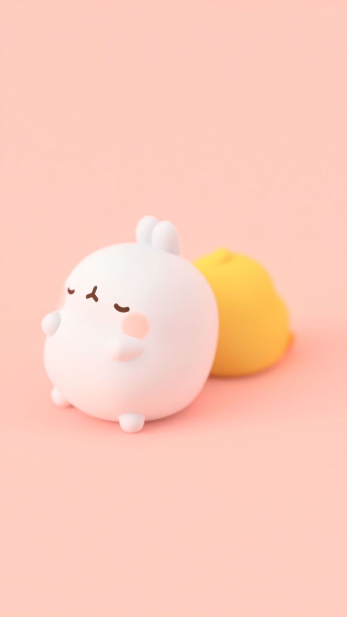 Molang and Piu Piu, cartoon characters on a pink background