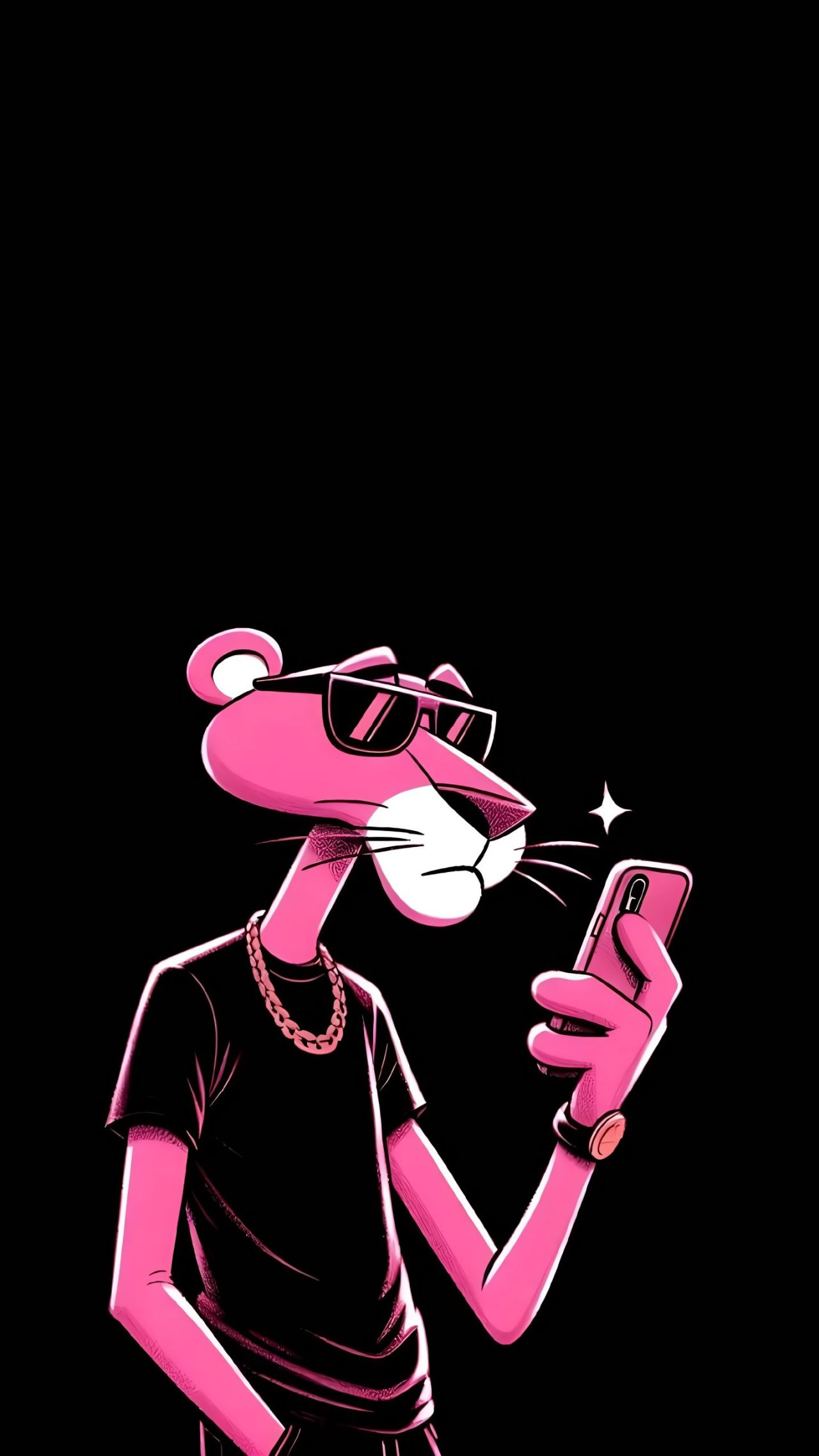Pink Panther with a phone