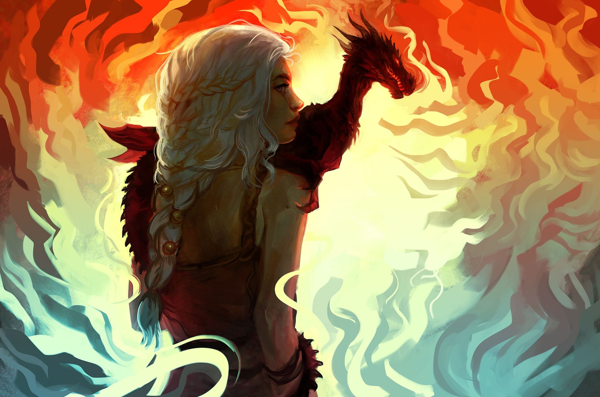 Game of Thrones Daenerys Targaryen with dragon fan art