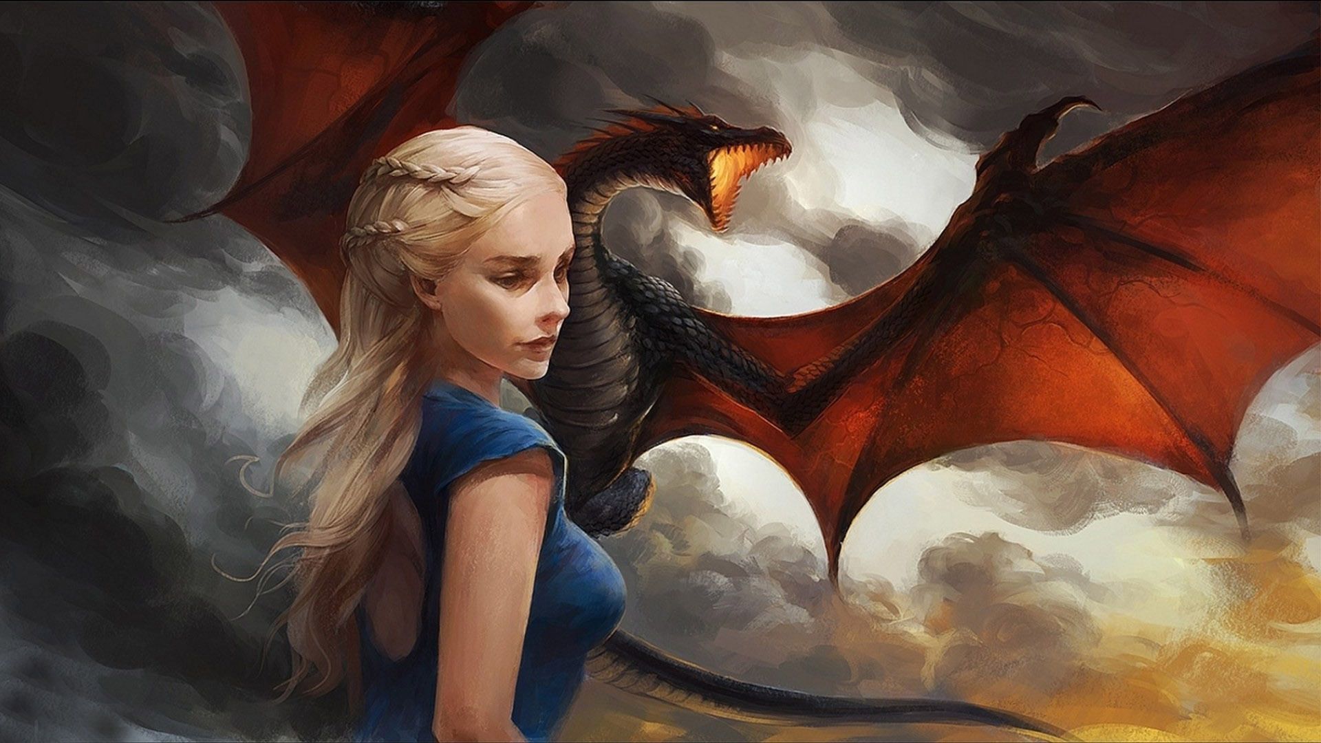 Daenerys Targaryen and dragon fan art