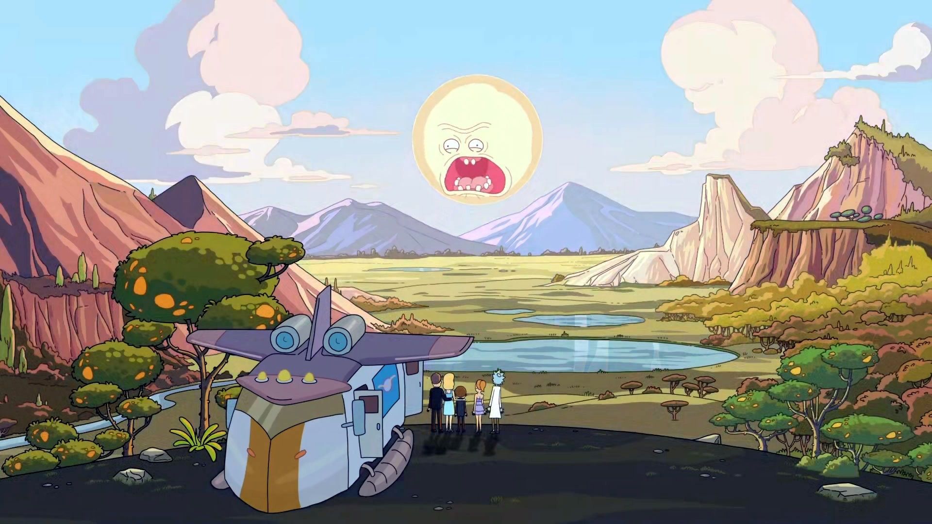 Rick and Morty Screaming Sun wallpaper