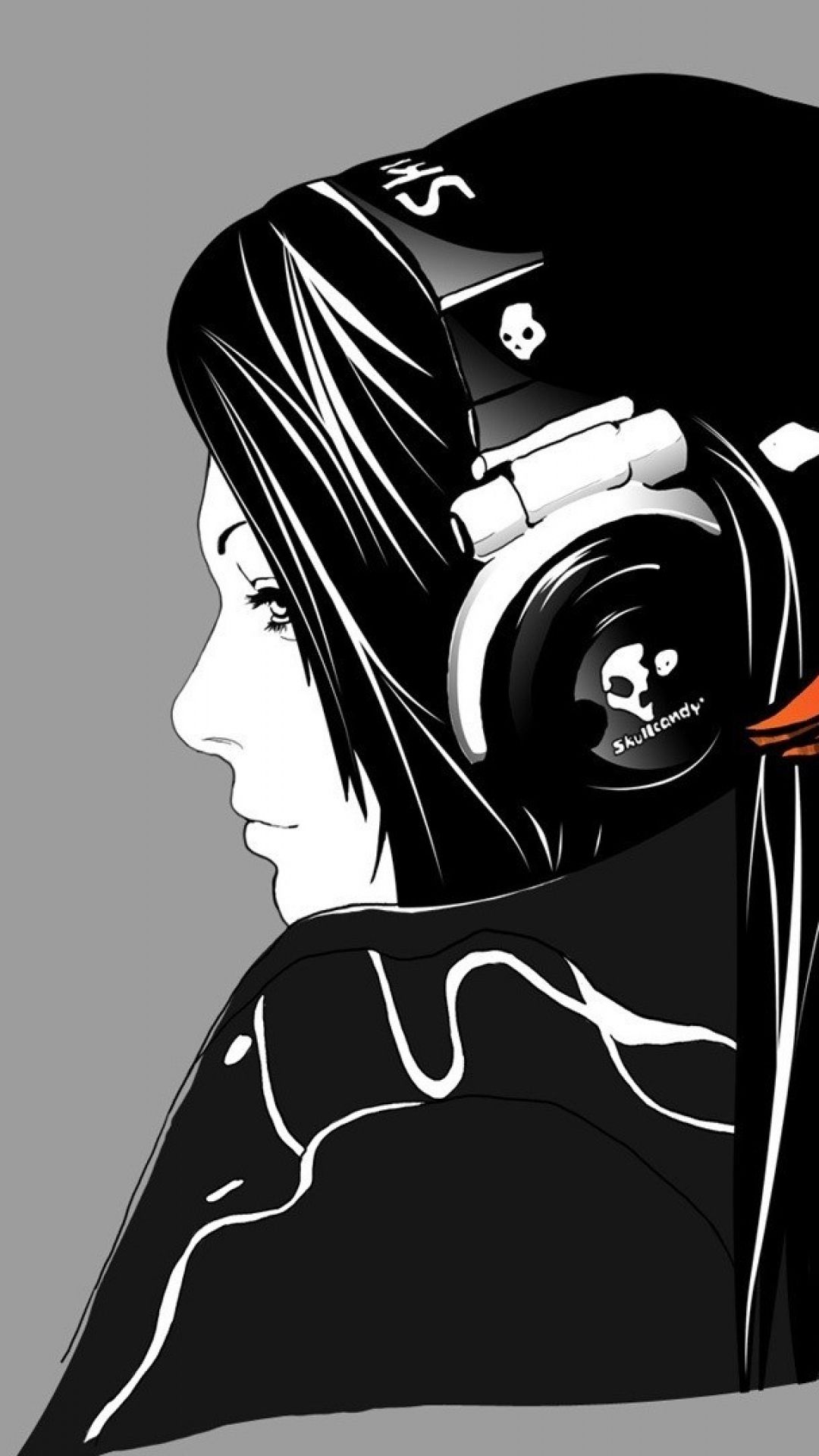 Minimal Girl Skull Headphones Music Iphone Plus Hd Wallpaper 