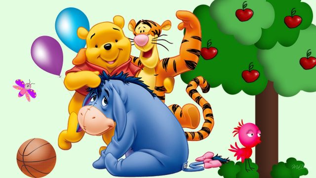 Apple Tree Basketball Winnie Tigger And Eeyore Animals Other Hd Art Hd Wall