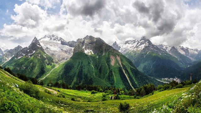 Caucasus Mountains Dombai Panoramic Photo
