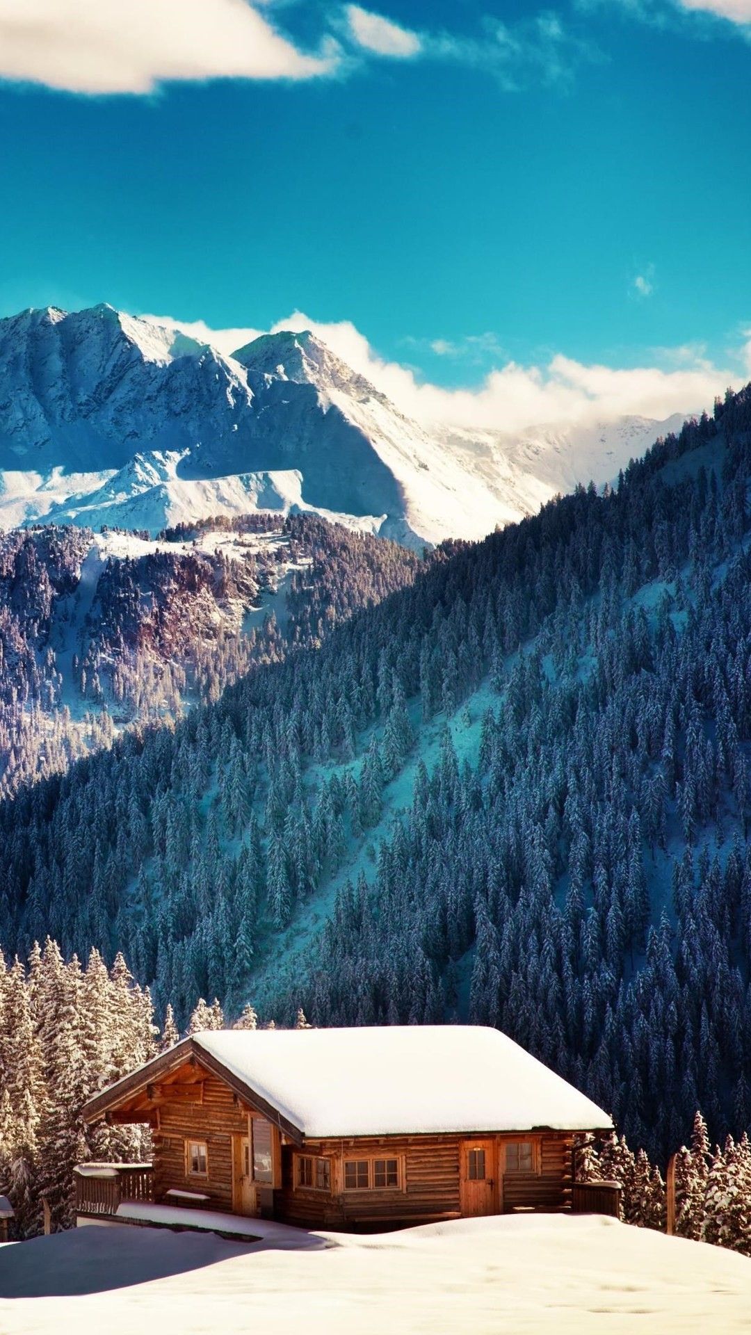 Wallpaper For Iphone Winter Mountain House