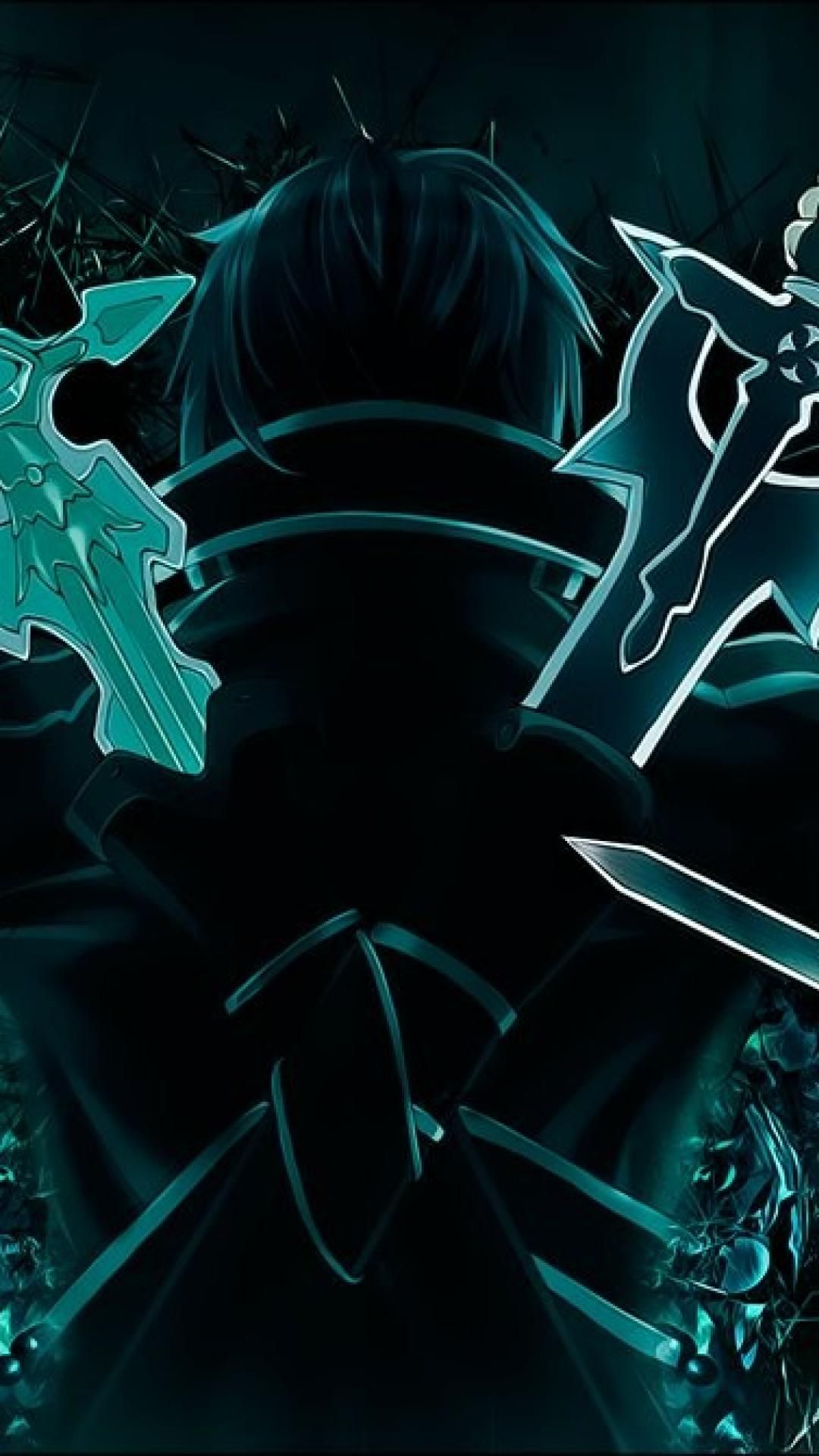 Wallpaper Kirito With Two Swords