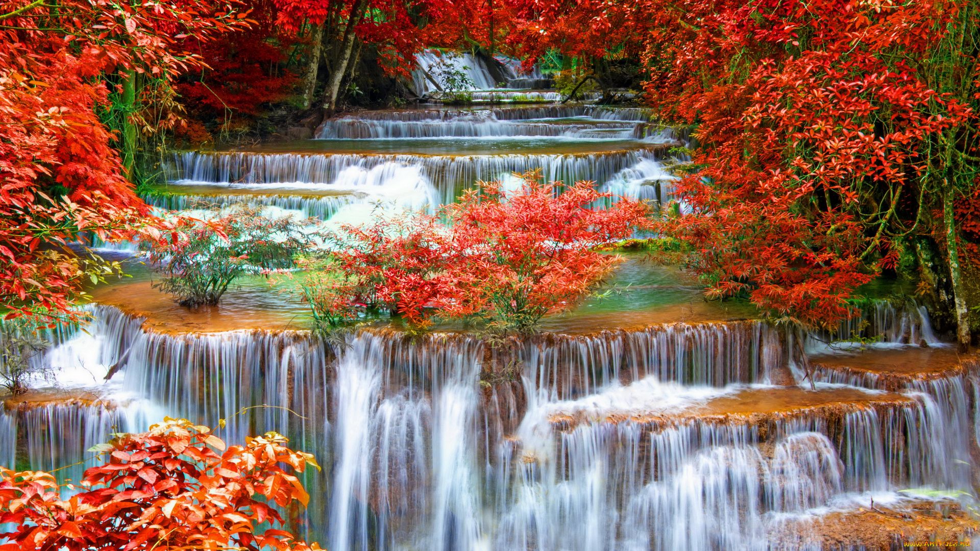 Autumn Waterfall Painting By Numbers