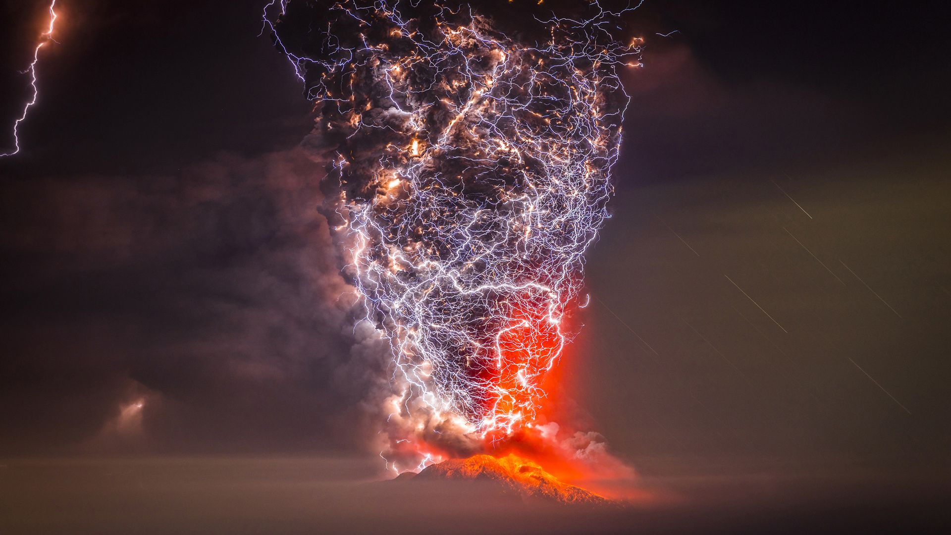 Volcanic Eruption With Lightning