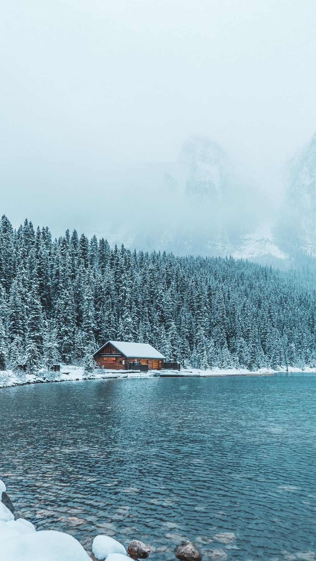 Winter Mountains Lake House