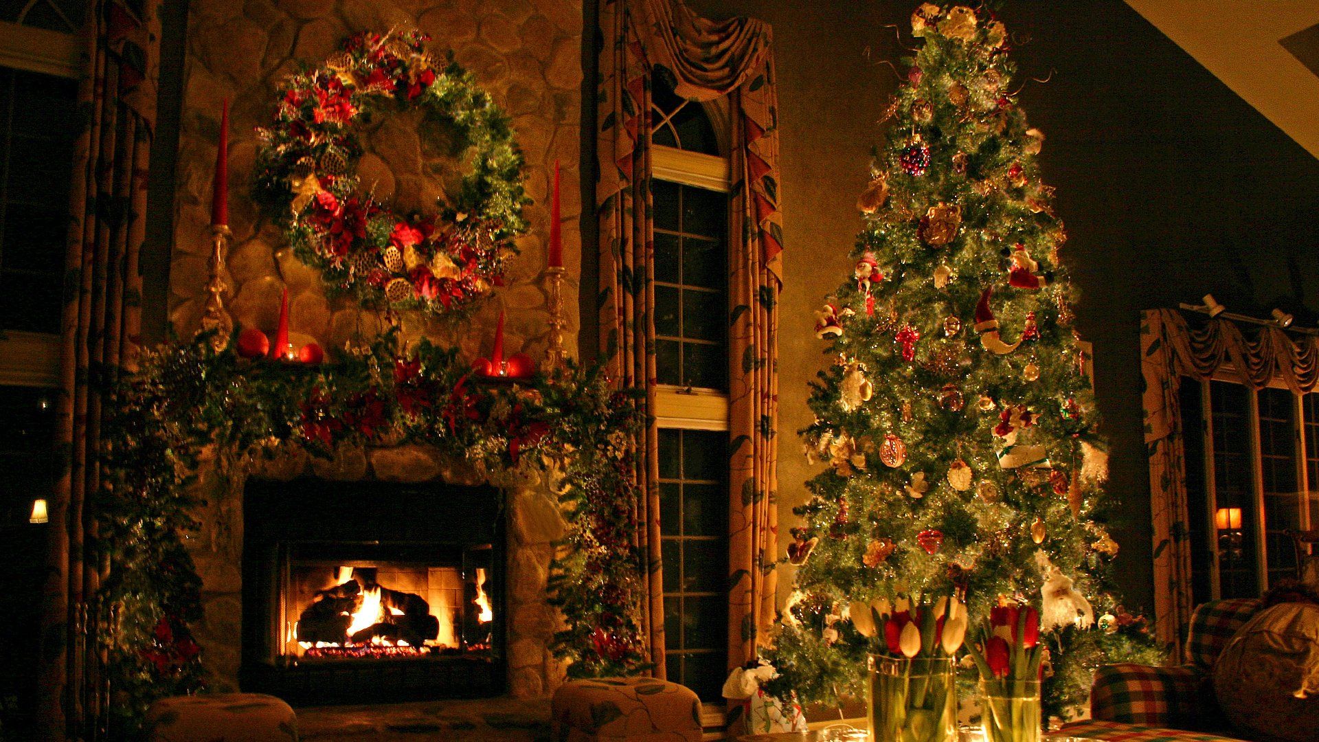 Christmas Fireplace Comfort Good Wallpaper