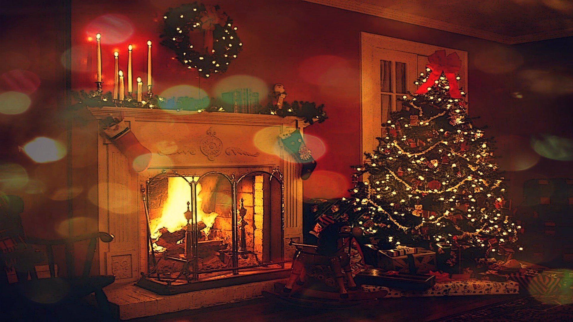 Christmas Fireplace Comfort full hd wallpaper