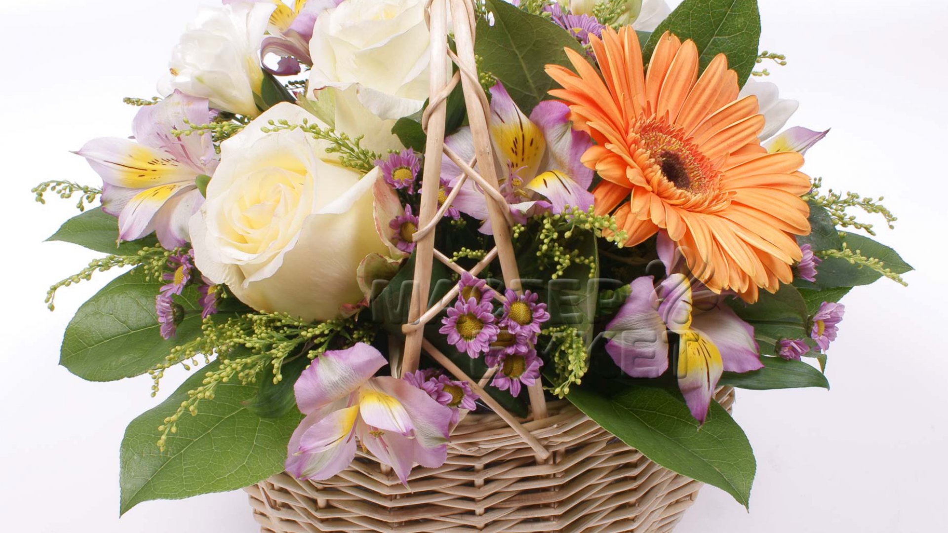 Basket With Flowers background