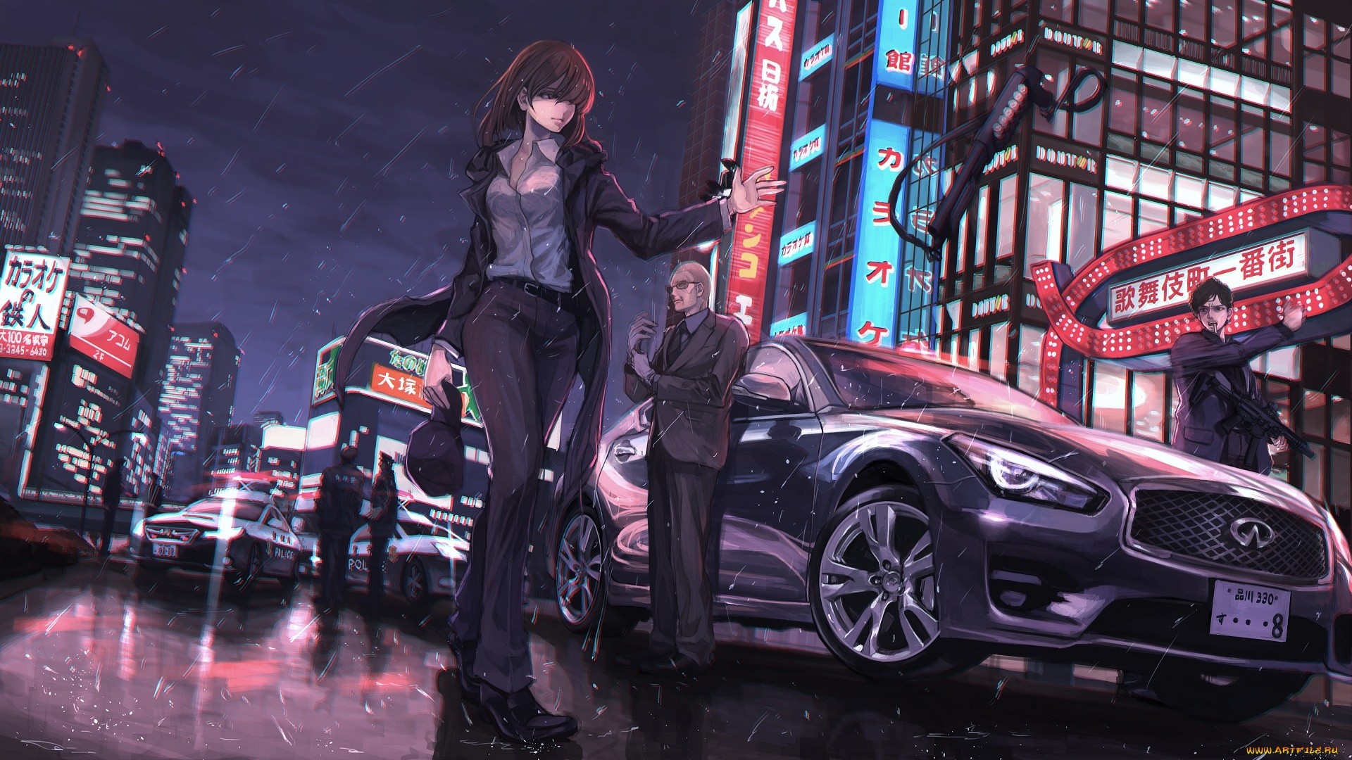 Anime Girl With Car Wallpaper Desktop