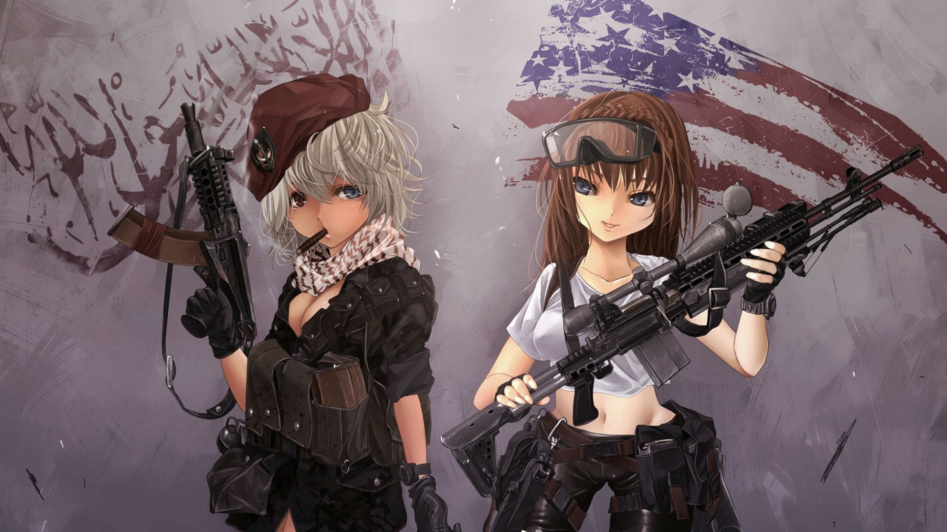 Anime Girls With Guns Wallpaper Image