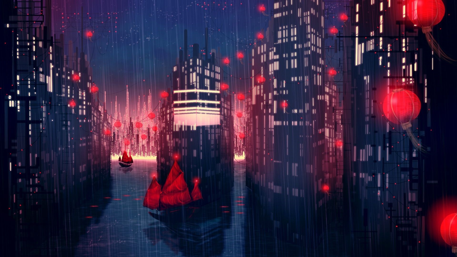 Anime Rain Background Wallpaper
