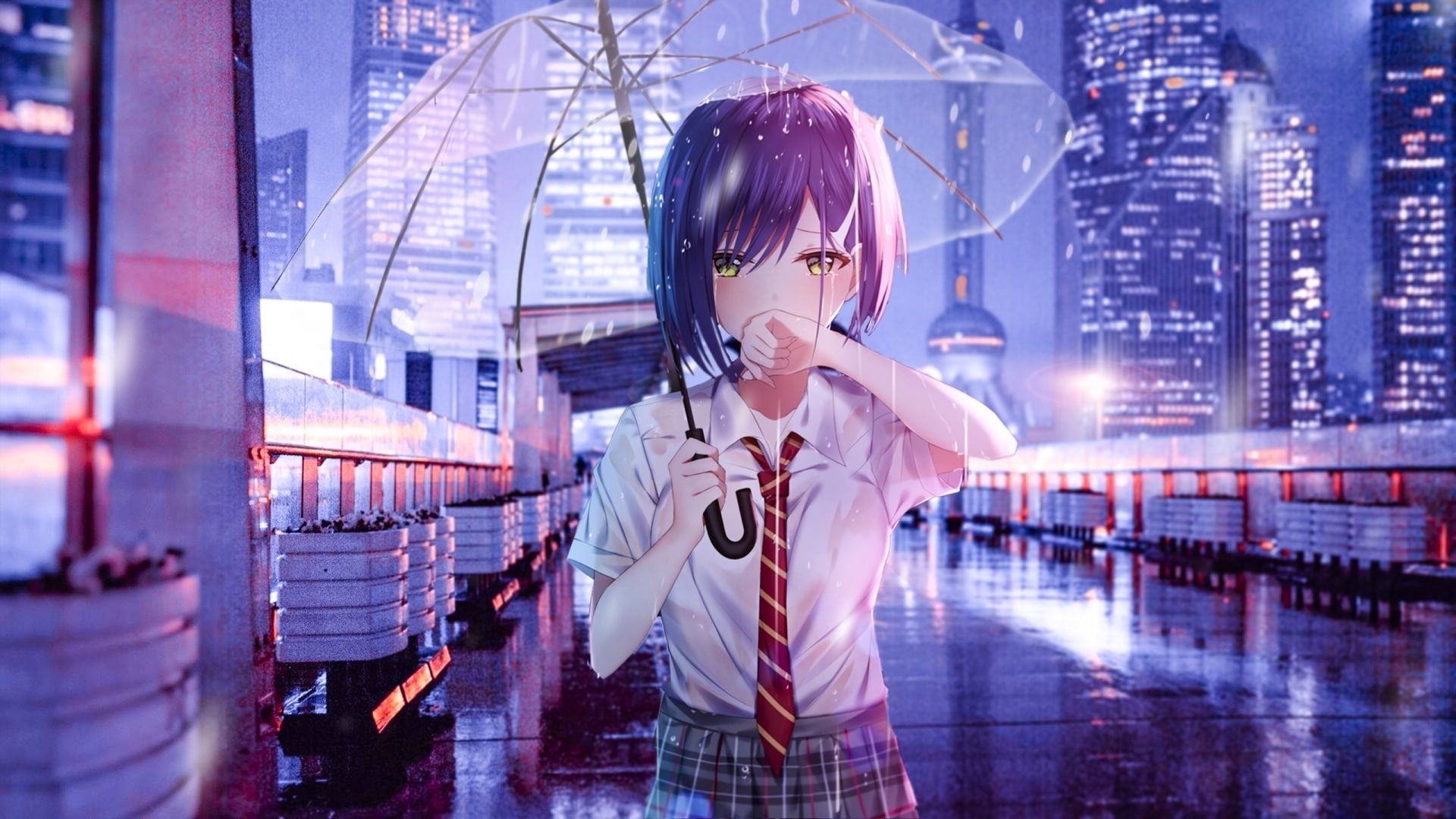 Anime Rain download free wallpaper for pc in hd