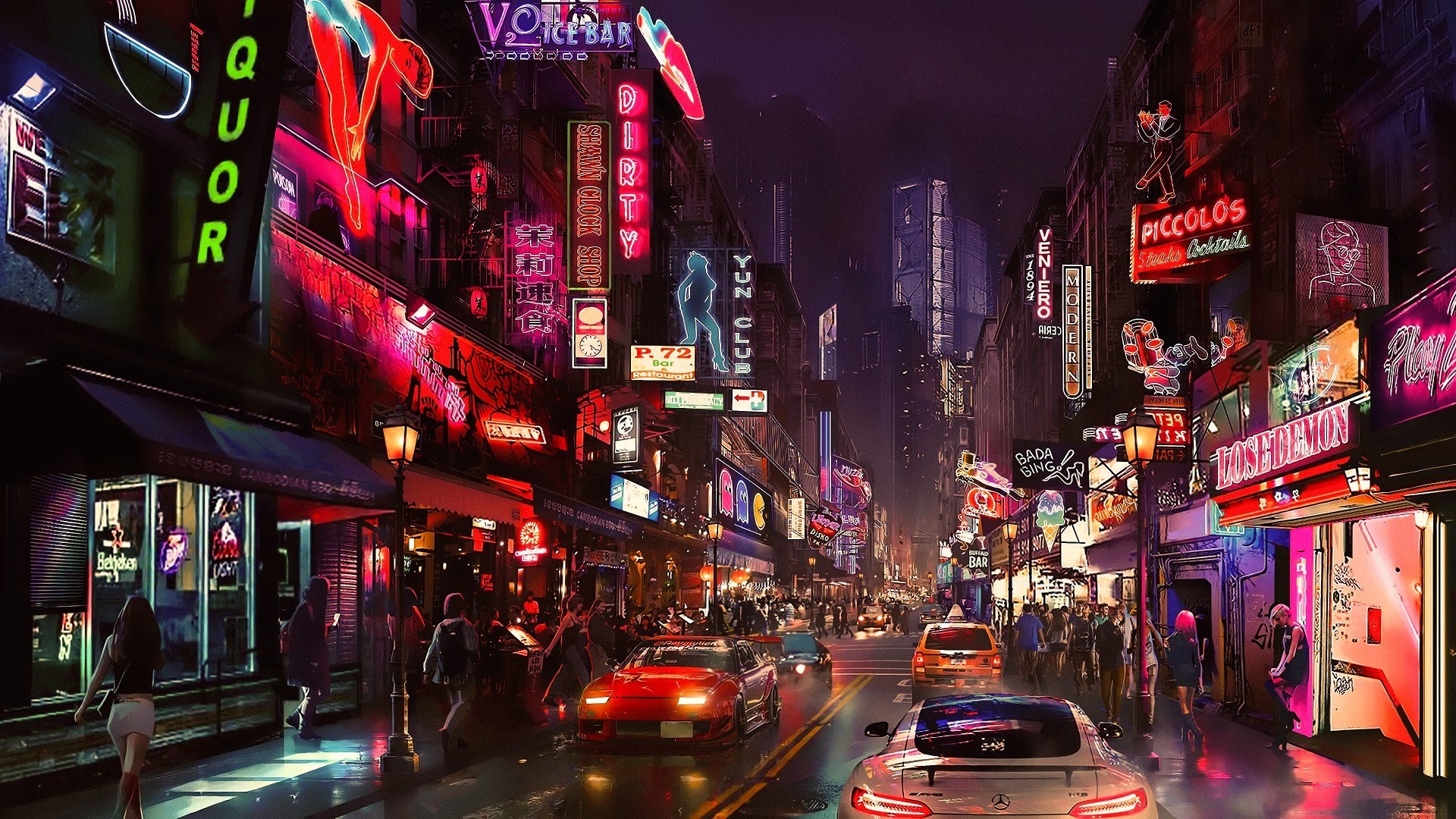 Cyberpunk Street Night HD Wallpaper - KDE Store