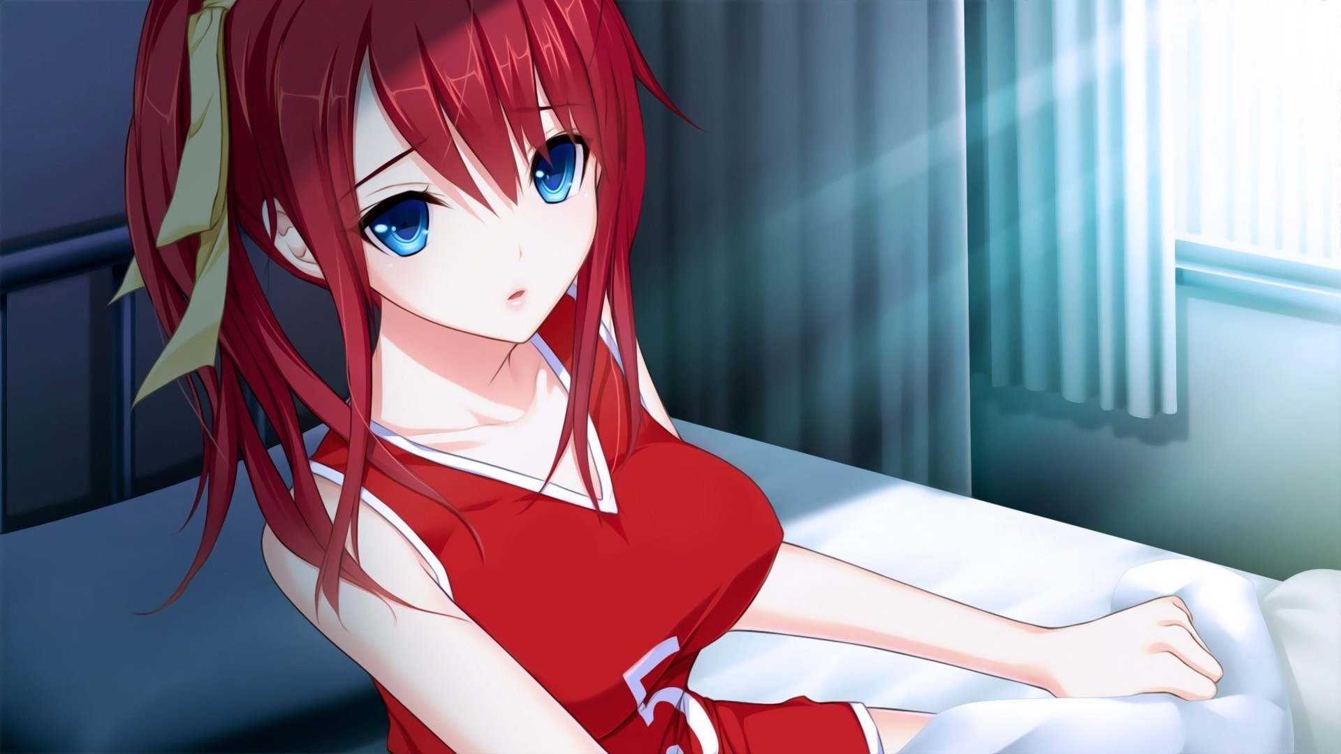 Red Hair Anime Girl hd desktop wallpaper
