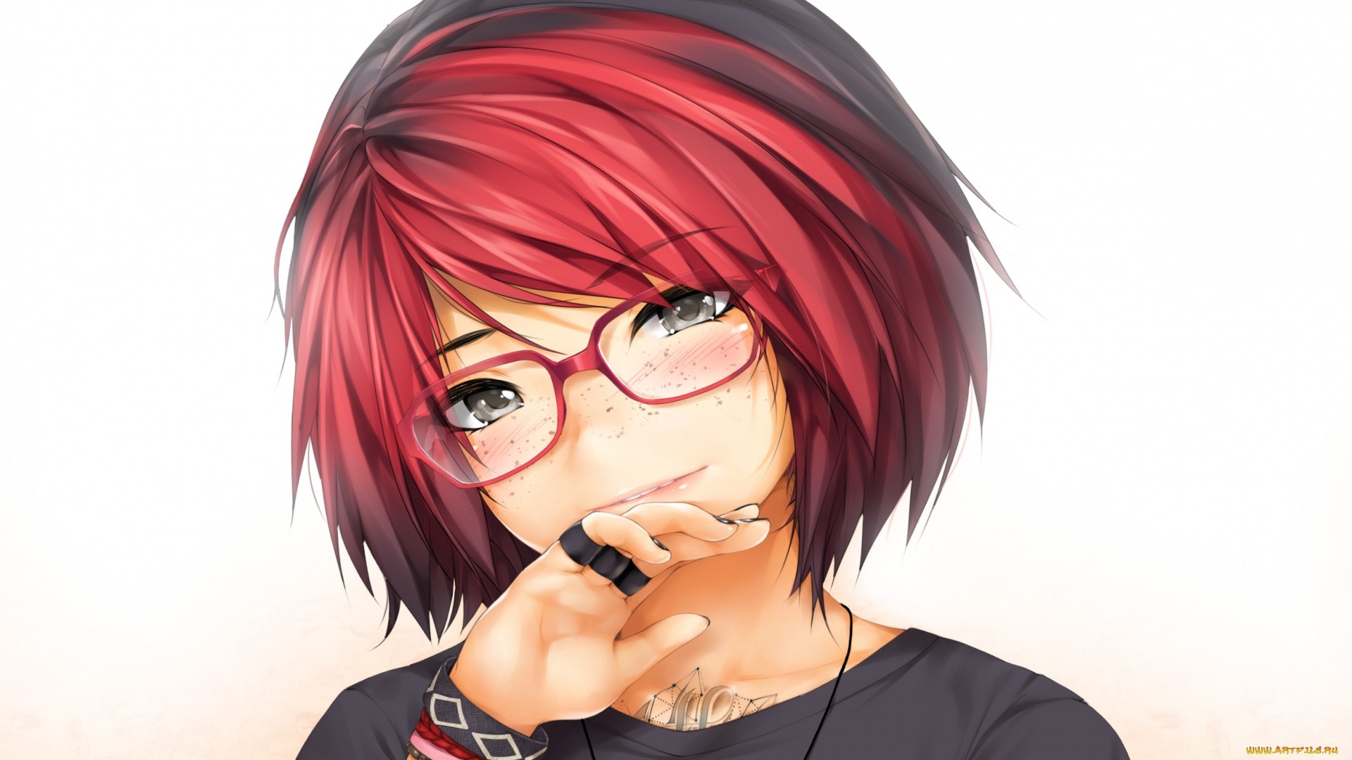 Anime Girl With Glasses Wallpaper