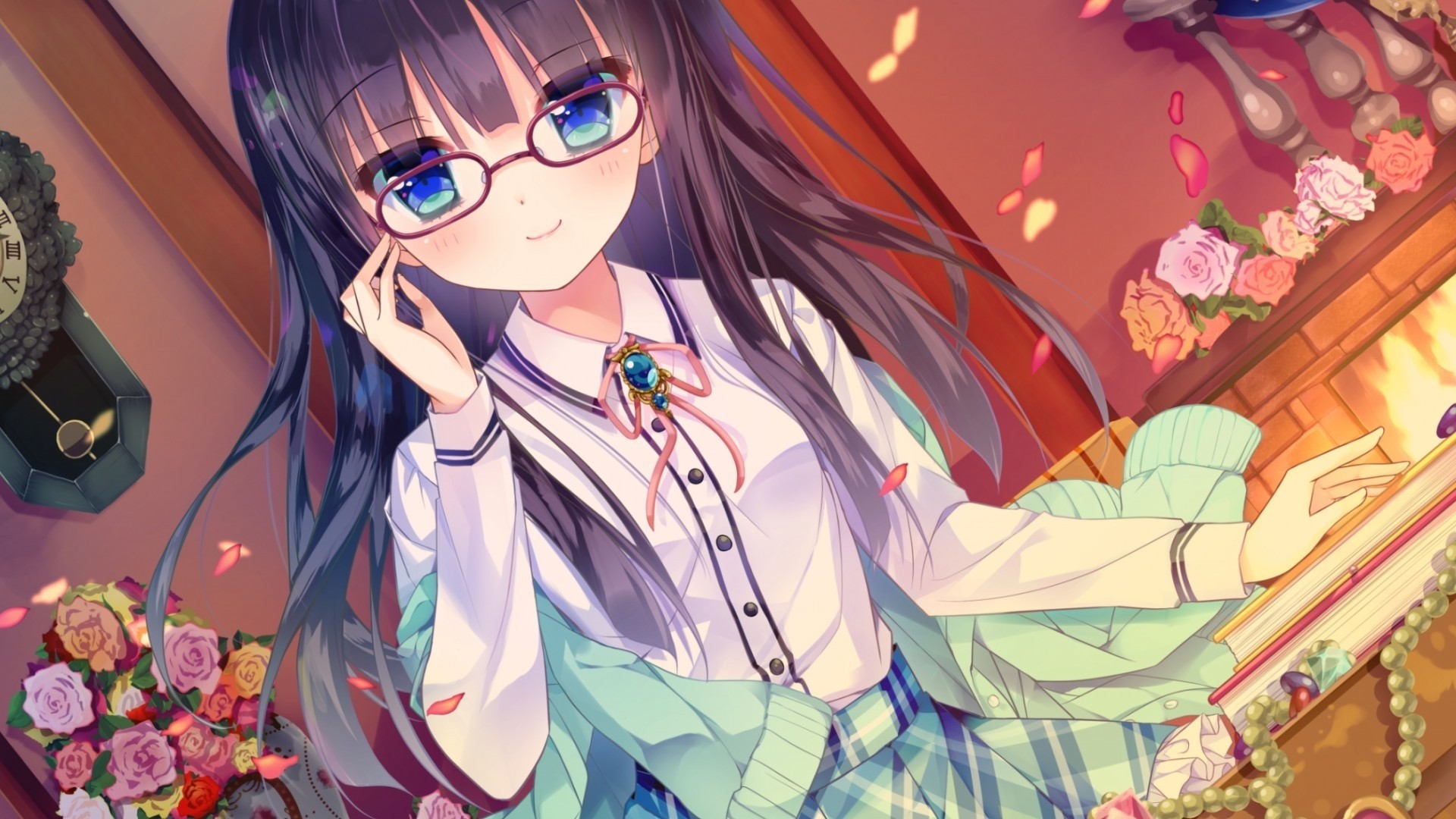 Anime Girl With Glasses Wallpaper