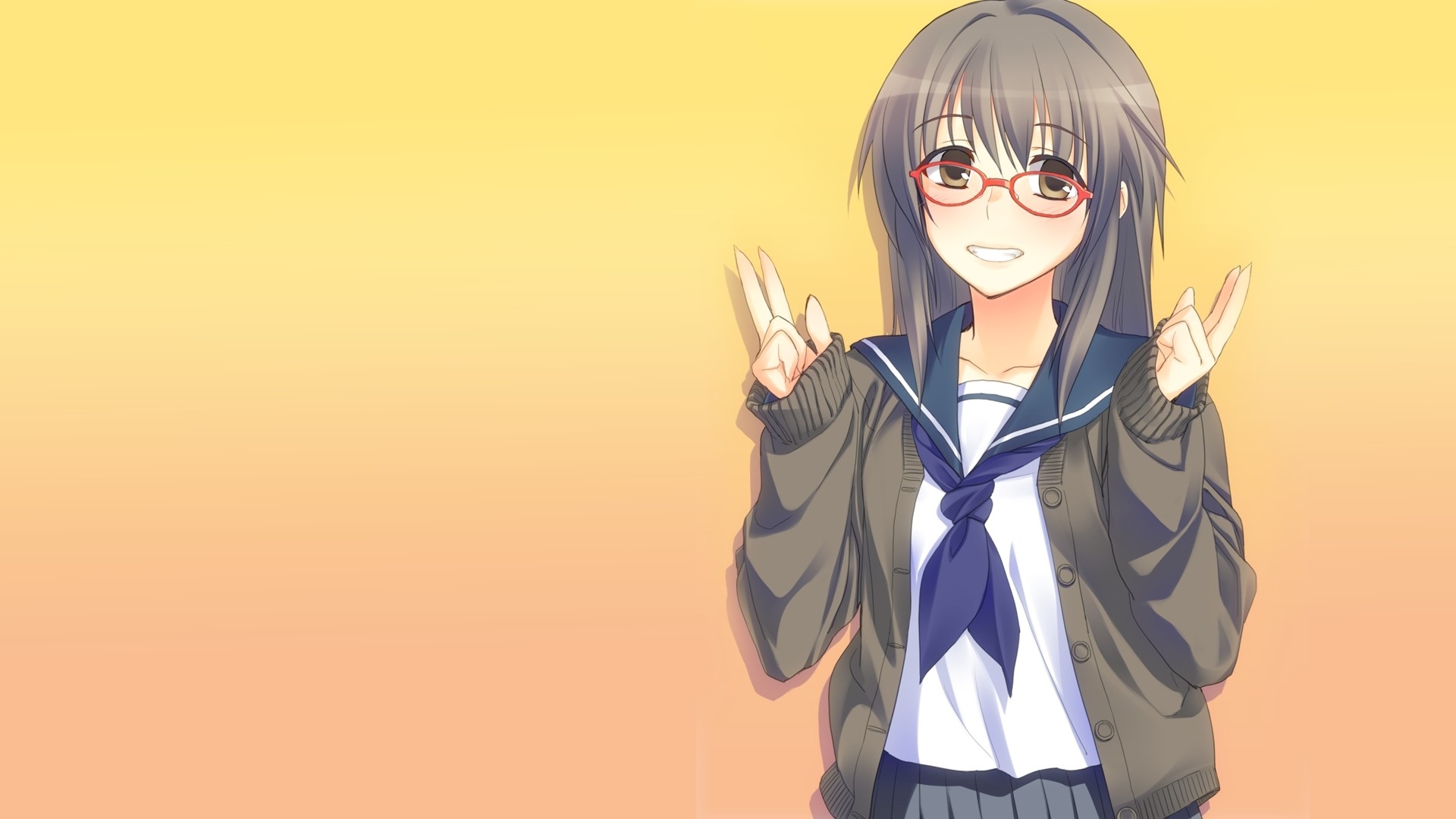 Anime Girl With Glasses Desktop Wallpaper