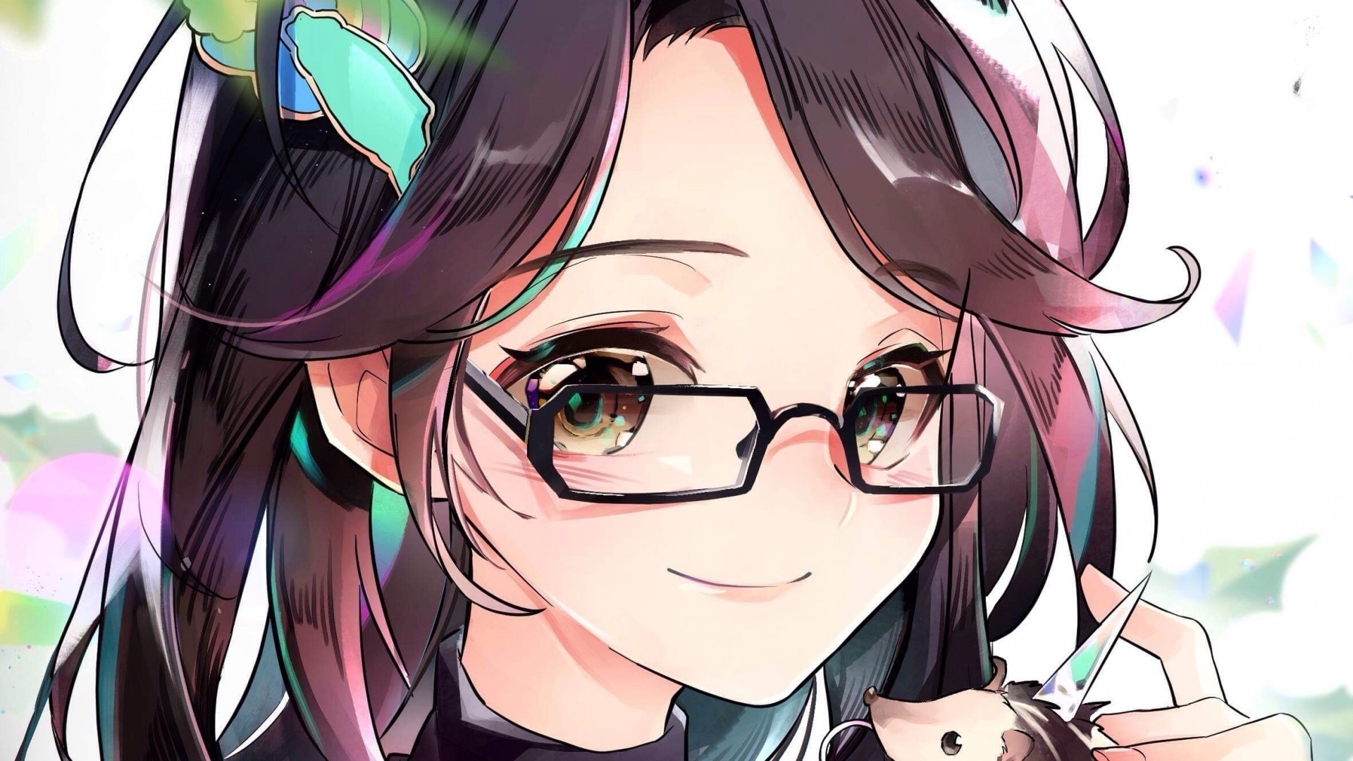 Anime Girl With Glasses hd desktop wallpaper
