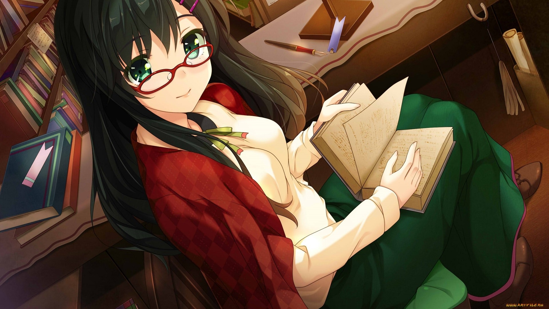Anime Girl With Glasses Desktop wallpaper
