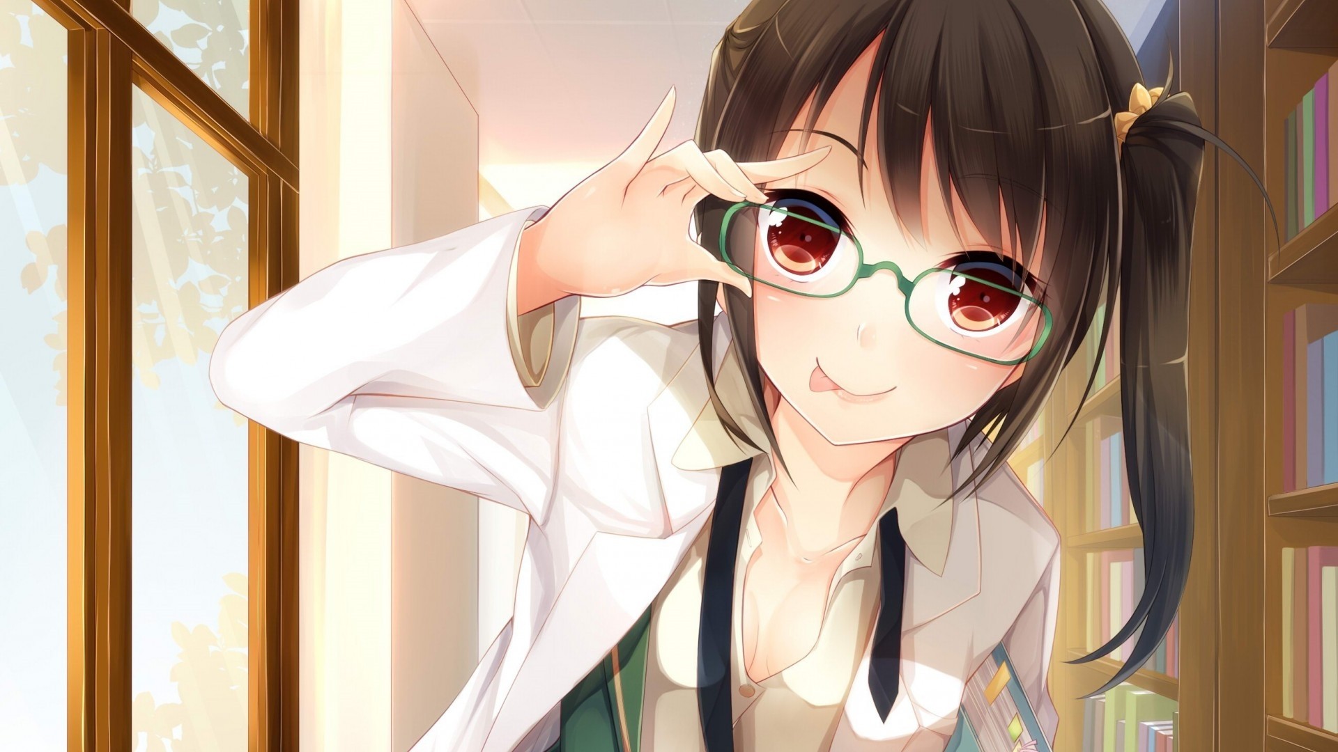 Anime Girl With Glasses Wallpaper for pc