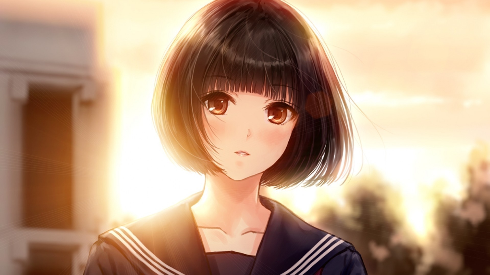 Anime Girl Short Hair Wallpaper image hd
