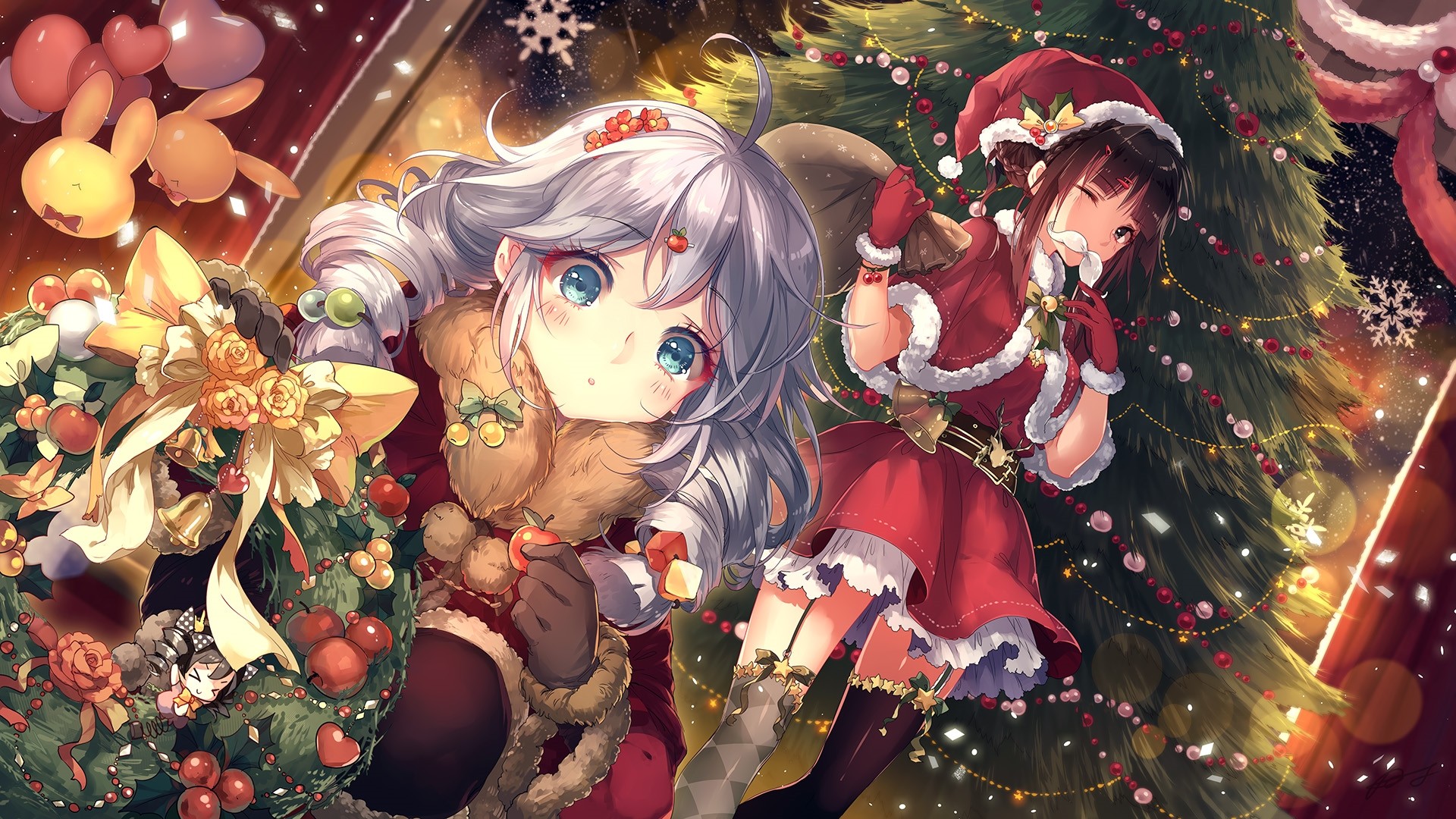 Christmas Anime Girl hd desktop wallpaper