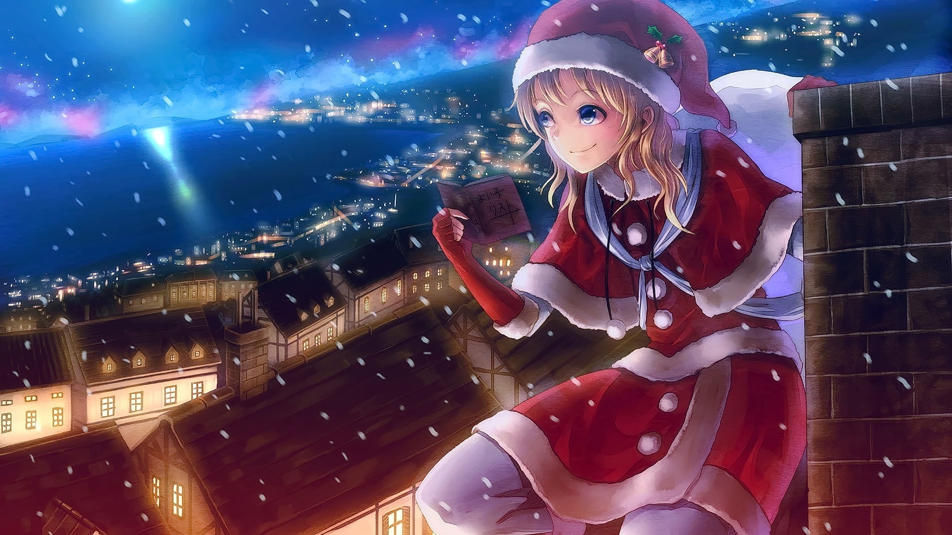 Christmas Anime Girl Full HD Wallpaper