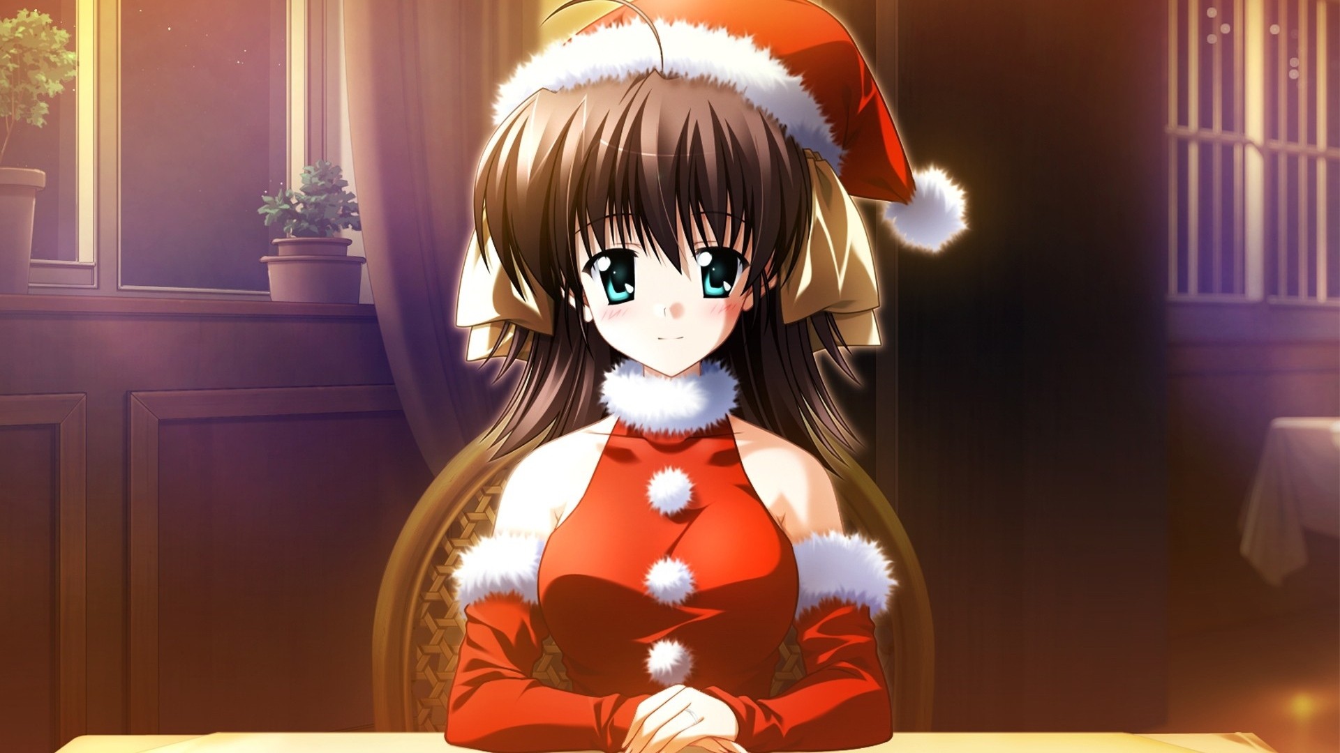 Christmas Anime Girl Background Wallpaper