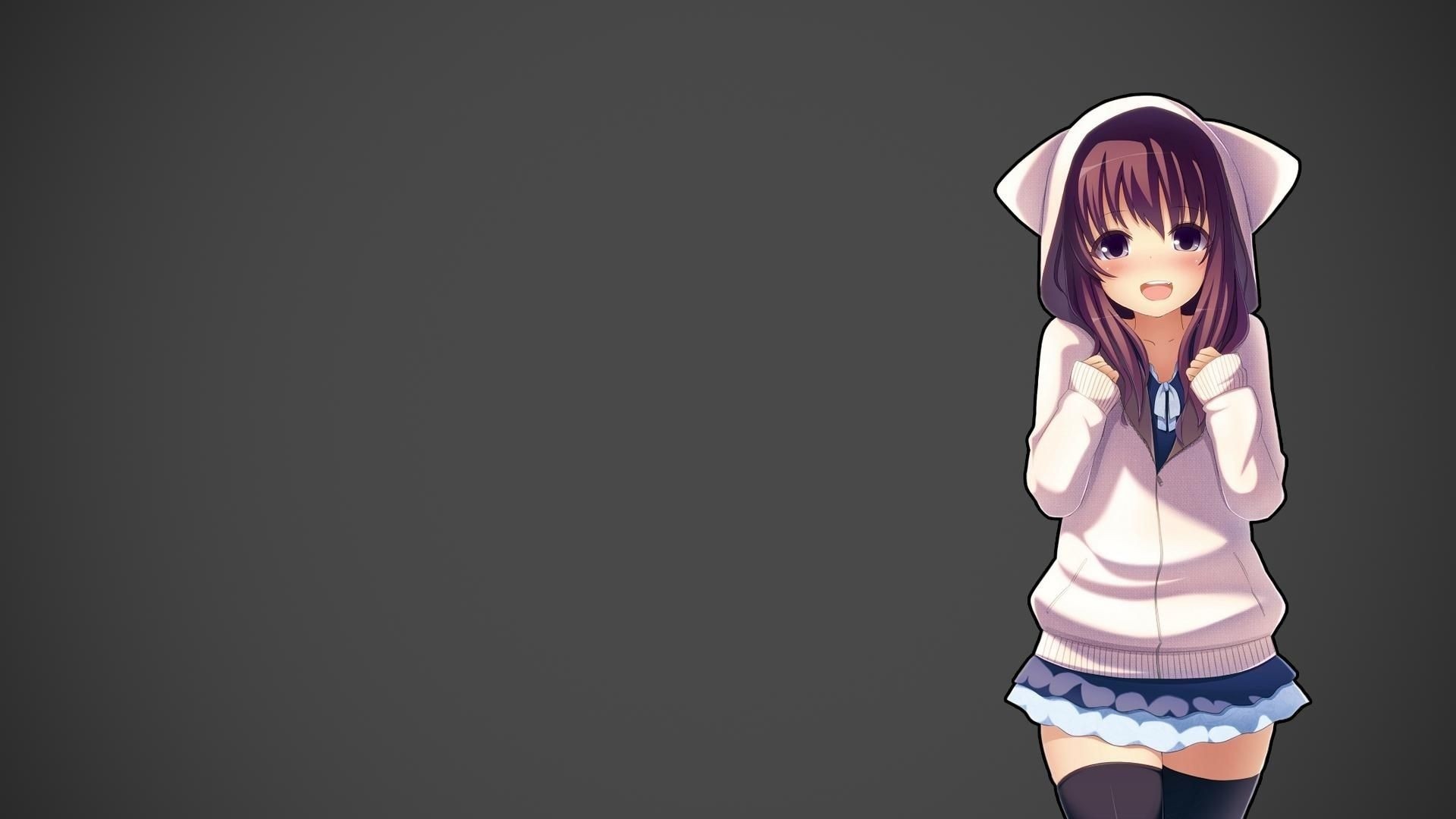 Hoodie Cute Anime Girl Free Wallpaper and Background