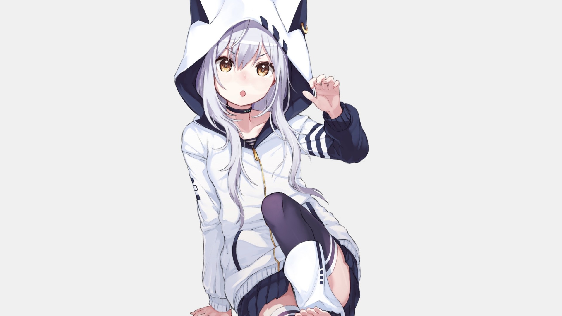 Hoodie Cute Anime Girl Wallpaper and Background