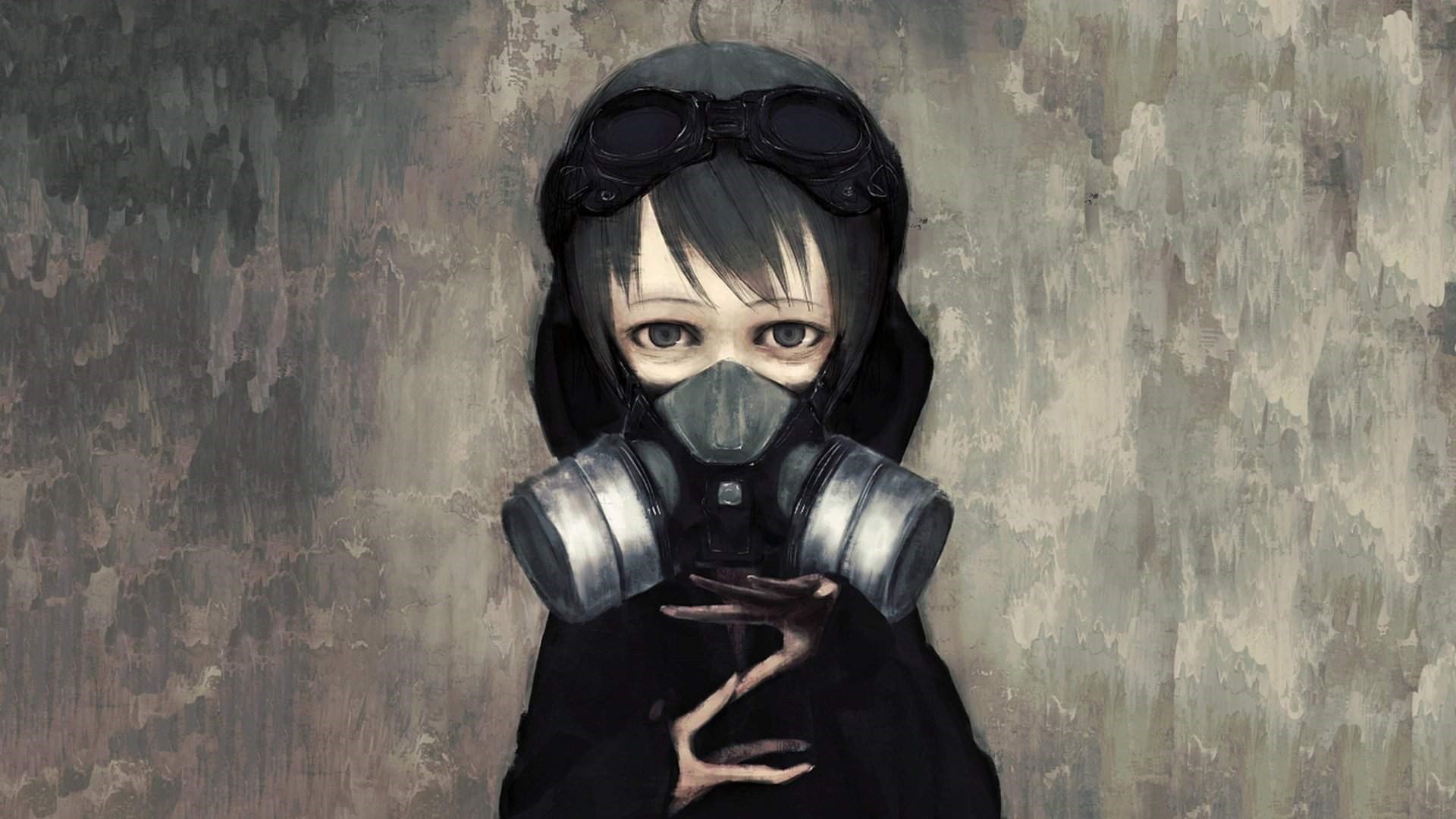 Anime Girl With Gas Mask Desktop wallpaper